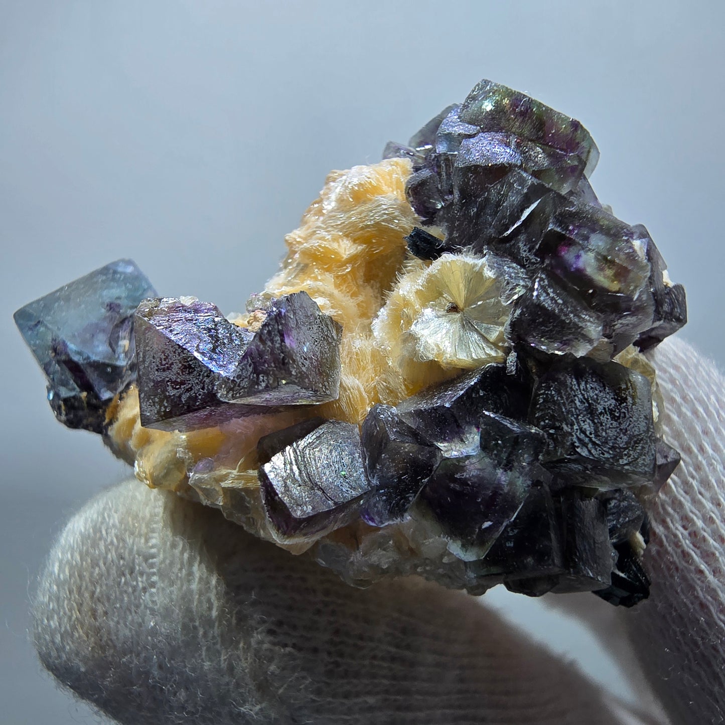 Colorful Phantom Fluorite Cubes Muscovite Schorl Tourmaline Erongo, Namibia 43*39*30mm