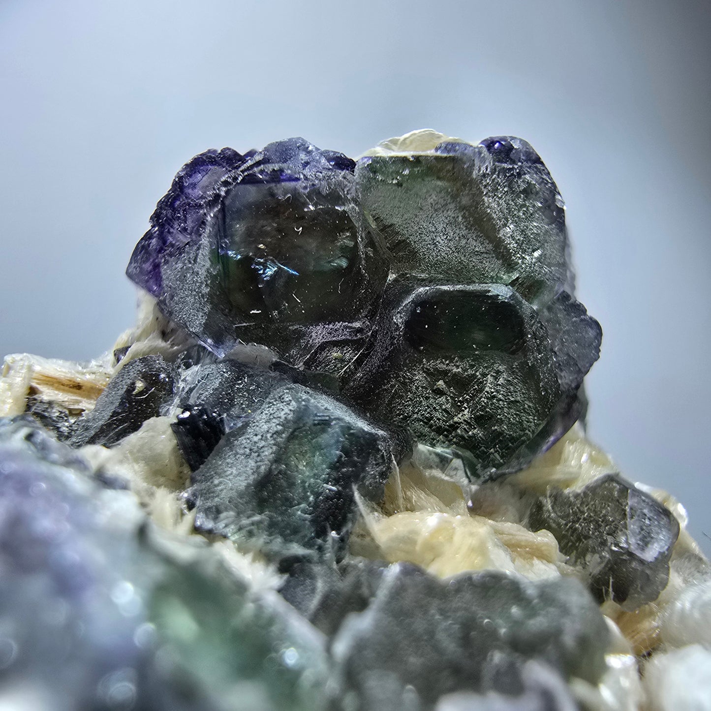Phantom Fluorite cube zonal, Muscovite Schörl Tourmaline Erongo Namibia 38*33*27mm