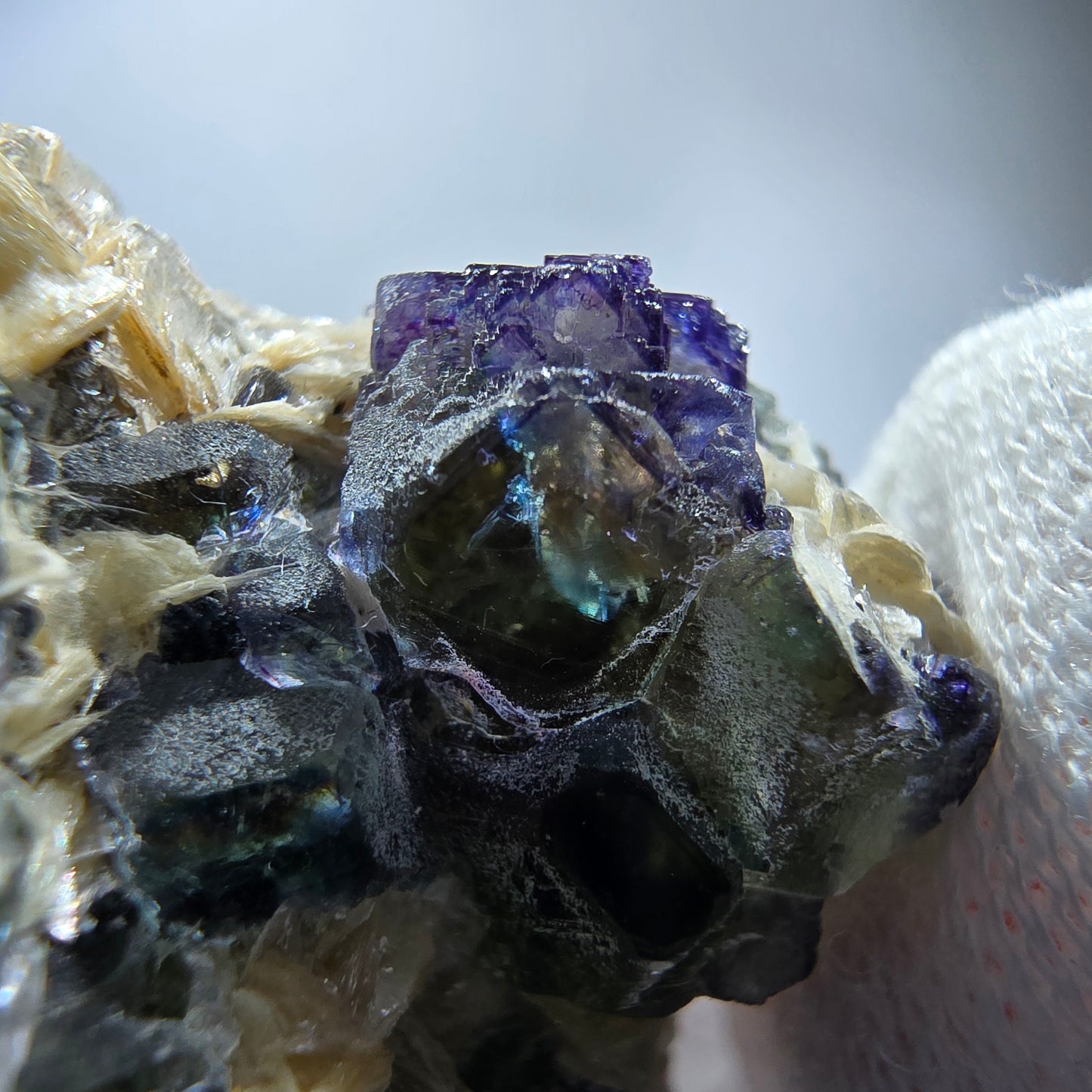 Phantom Fluorite cube zonal, Muscovite Schörl Tourmaline Erongo Namibia 38*33*27mm