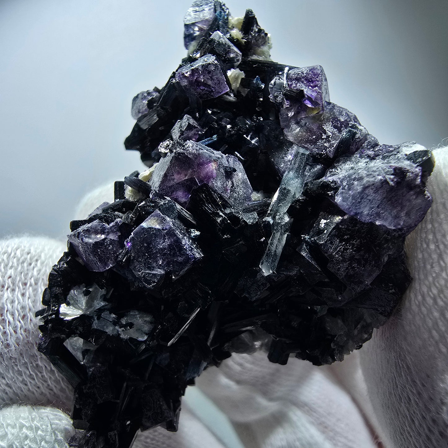 Colorful Phantom Fluorite Cubes Muscovite Schorl Tourmaline Erongo, Namibia 51*37*21mm
