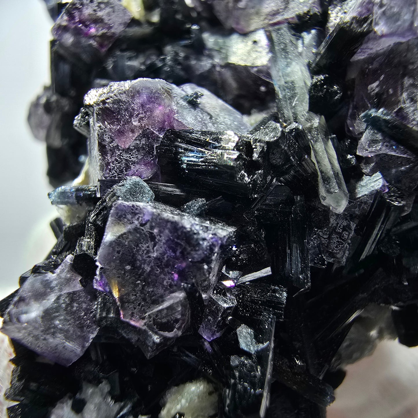 Colorful Phantom Fluorite Cubes Muscovite Schorl Tourmaline Erongo, Namibia 51*37*21mm