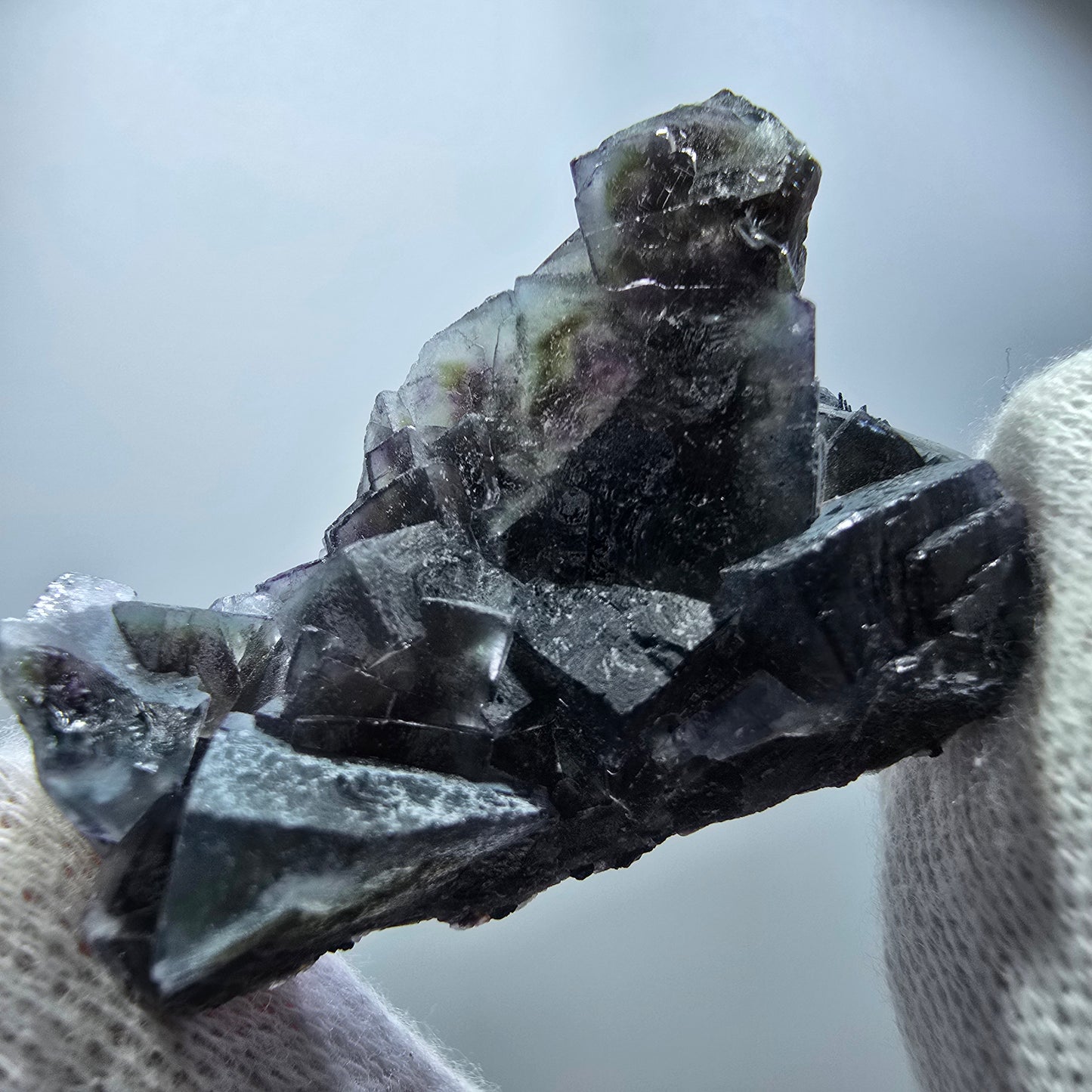 Colorful Phantom Fluorite Cubes, Hyalite, Schorl Tourmaline Erongo, Namibia 41*32*17mm