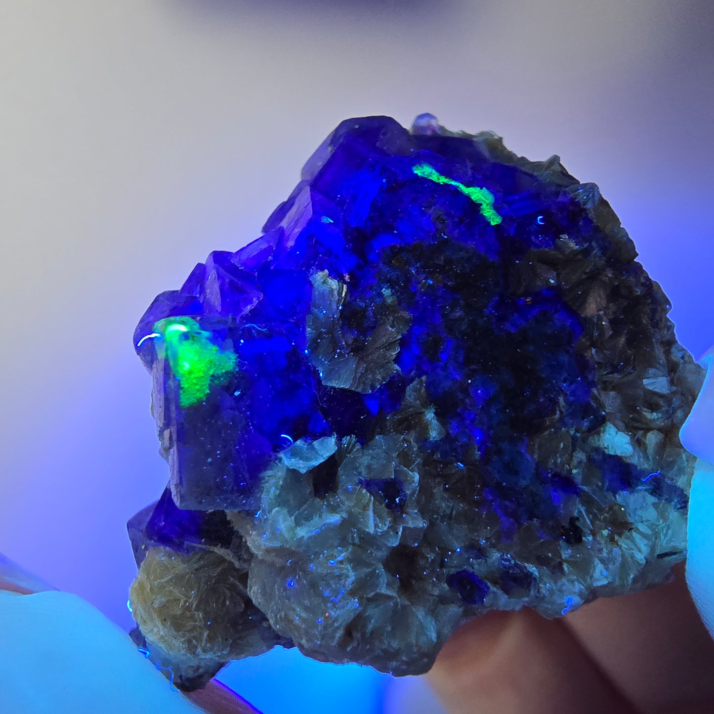 Cubes de fluorite fantôme colorés, hyalite, spécimen de muscovite, Erongo, Namibie, 42 x 39 x 28 mm