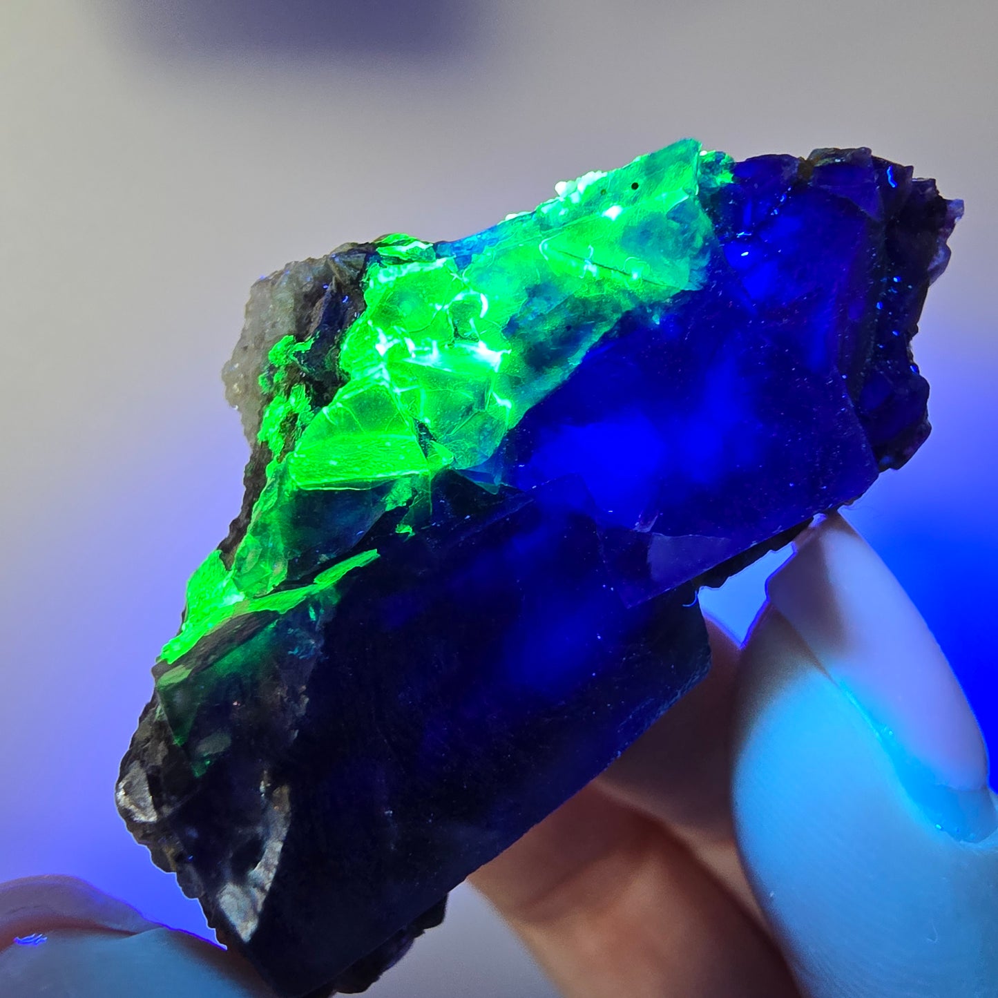 Bunte Phantom Fluorit Würfel Hyalit Muskovit Stufe Erongo, Namibia 51*39*30mm