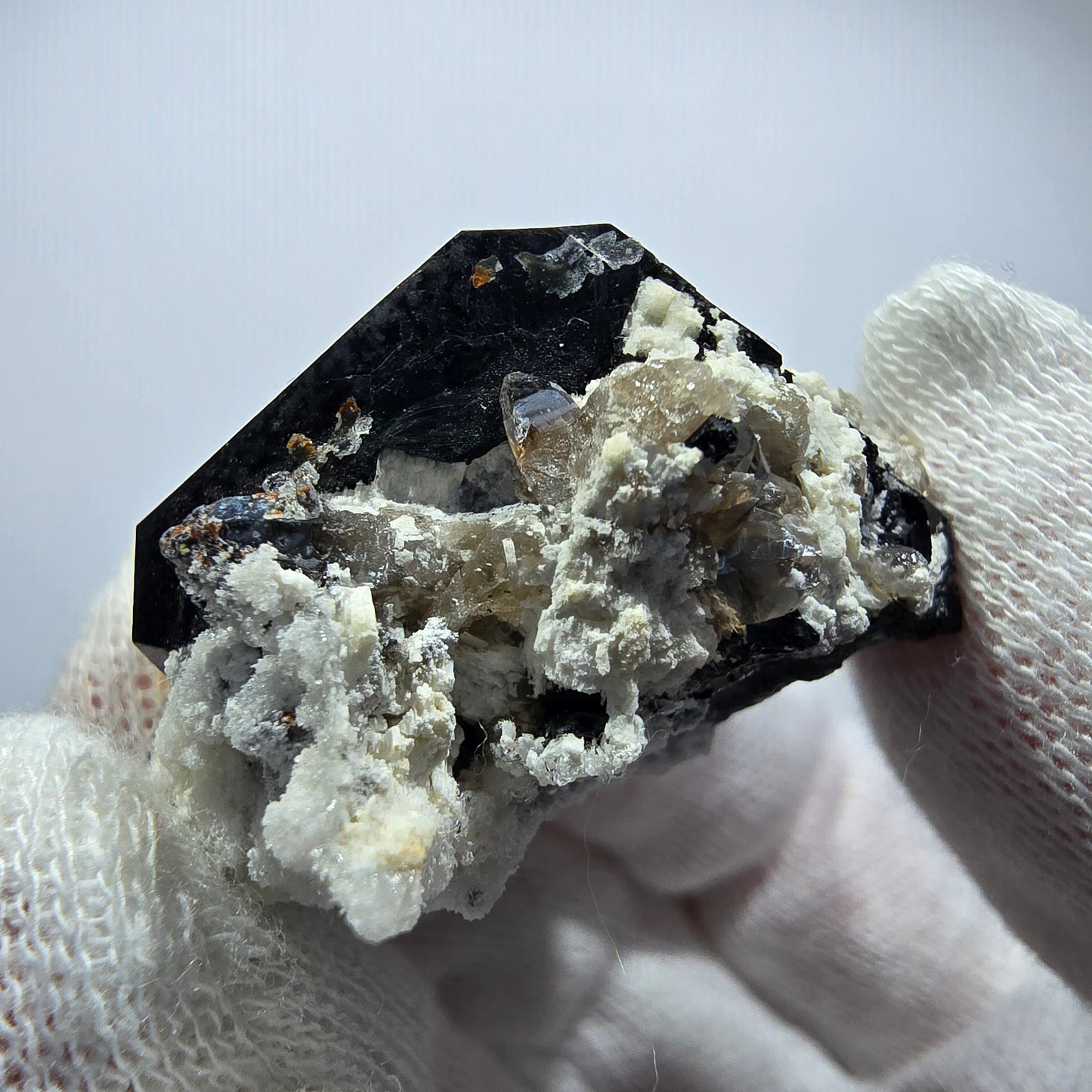 Seltene Schörl Turmalin, Hyalit, Orthoklas Stufe Erongo, Namibia 39*37*26mm