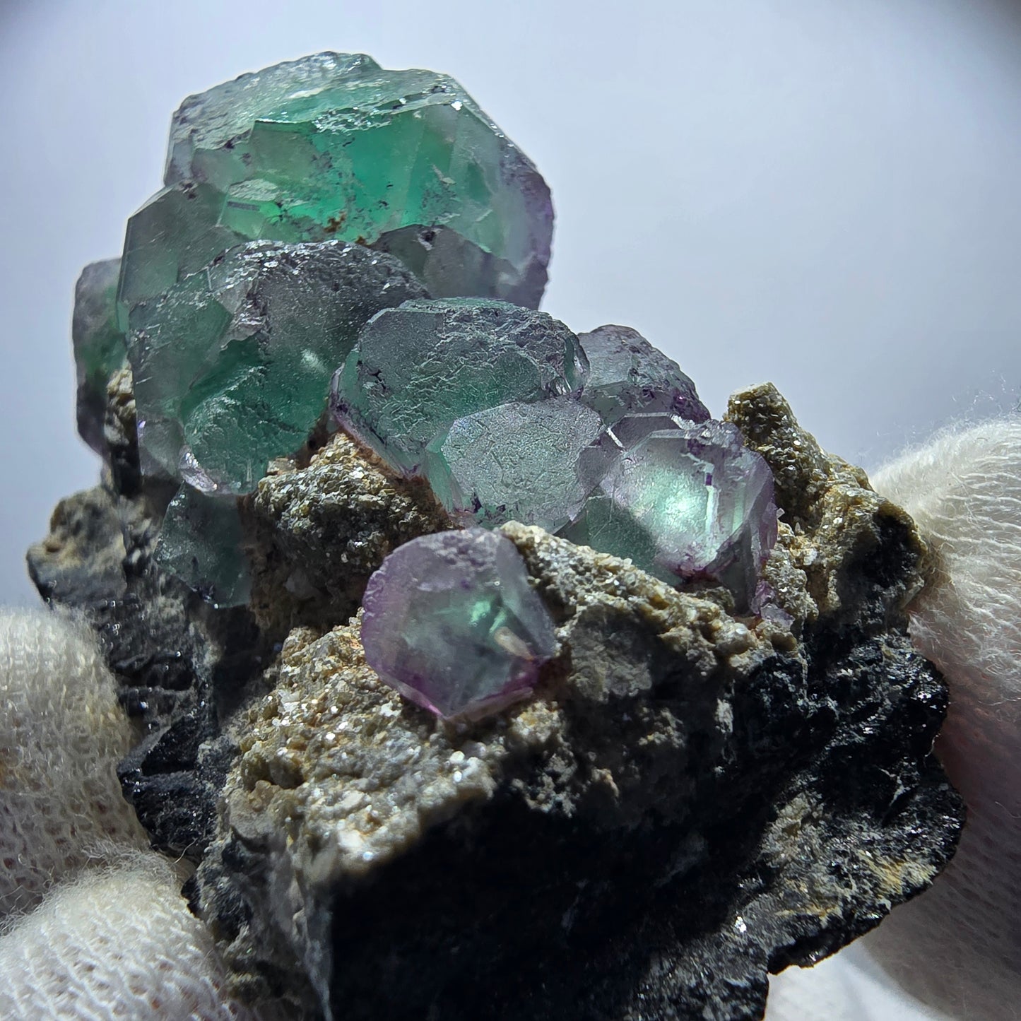 Phantom Fluorite zonal, Muscovite, Schorl Tourmaline specimen Erongo Namibia 62*48*33mm