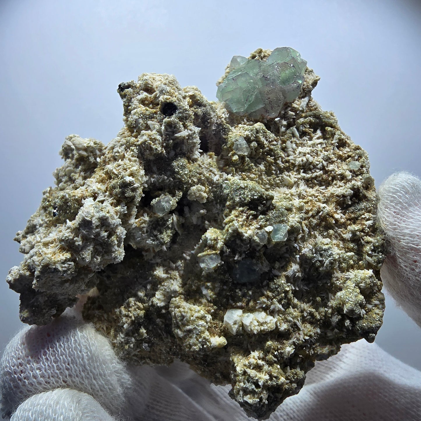Phantom Fluorite, Muscovite, Hyalite, Schörl, Orthoclase Erongo, Namibia 70*59*31mm