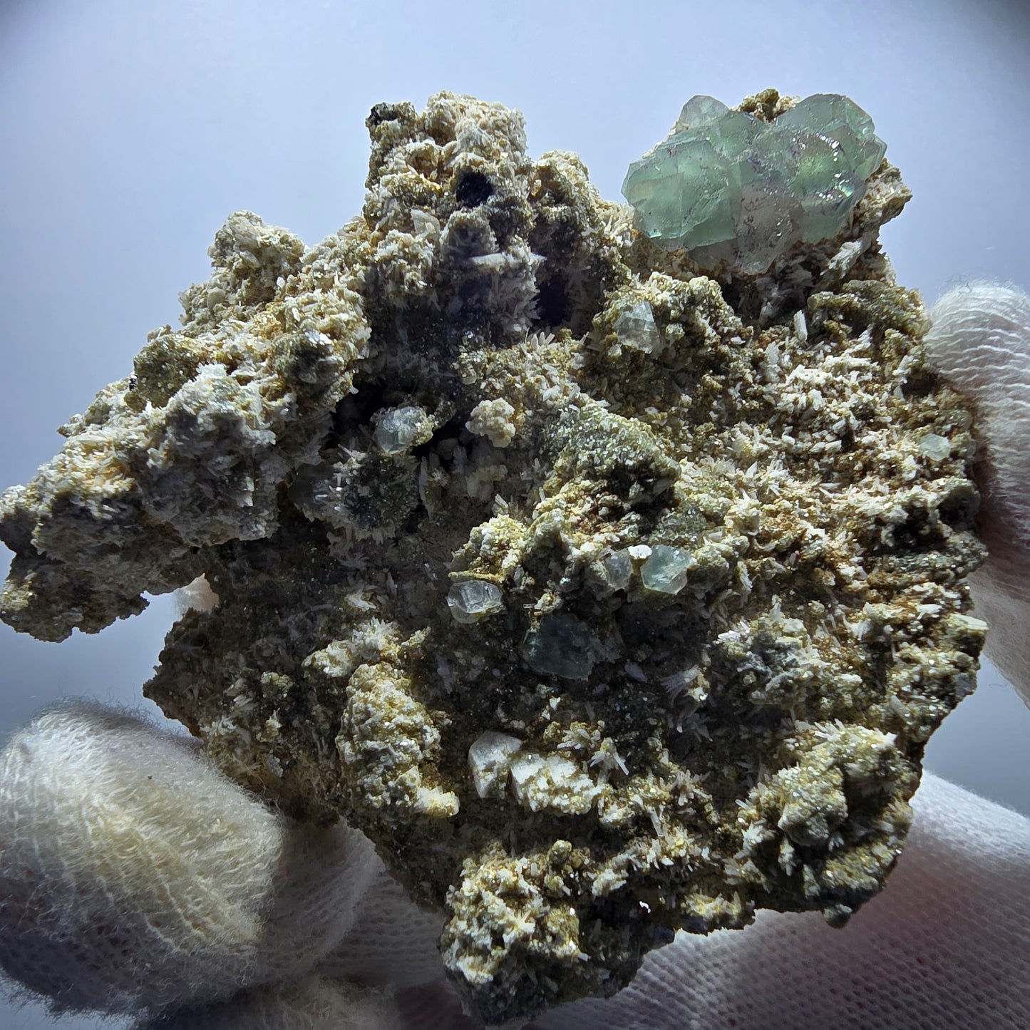 Phantom Fluorite, Muscovite, Hyalite, Schörl, Orthoclase Erongo, Namibia 70*59*31mm