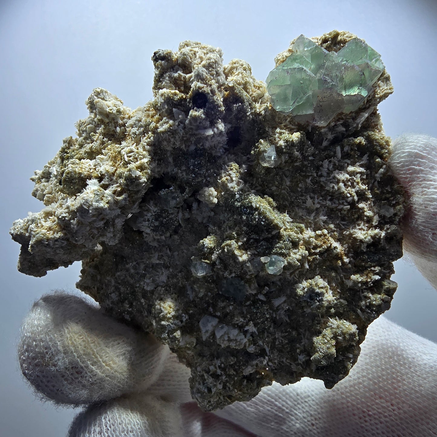 Phantom Fluorite, Muscovite, Hyalite, Schörl, Orthoclase Erongo, Namibia 70*59*31mm