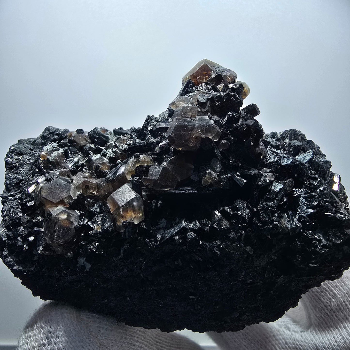 Phantom Fluorite Cube Brown, Schorl Tourmaline Specimen Erongo, Namibia 81*49*36mm