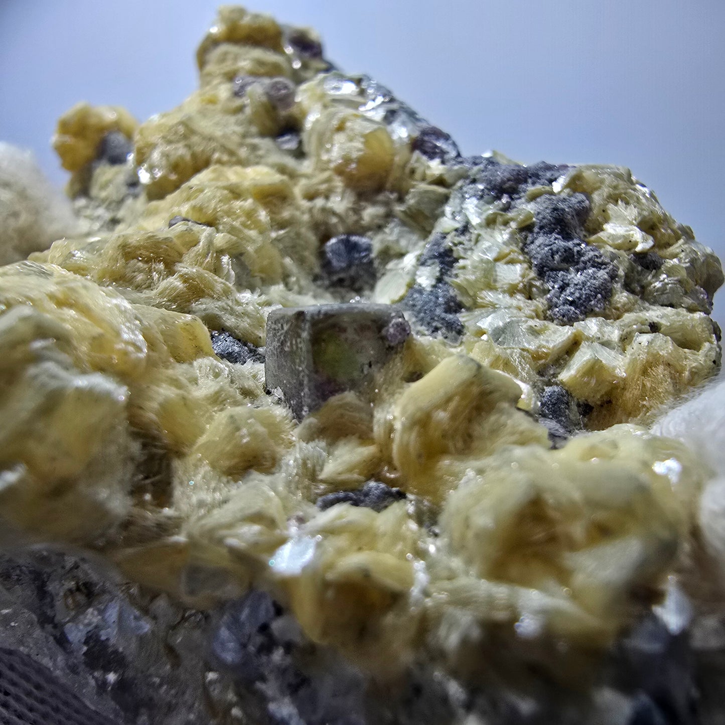 Cubes de fluorite fantôme colorés, spécimen de muscovite, Erongo, Namibie, 79 x 62 x 25 mm