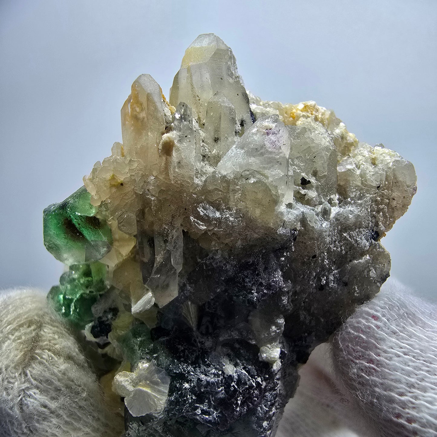 Phantom Fluorit, Rauchquarz, Schörl Turmalin, Muskovit Erongo Namibia 53*43*18mm