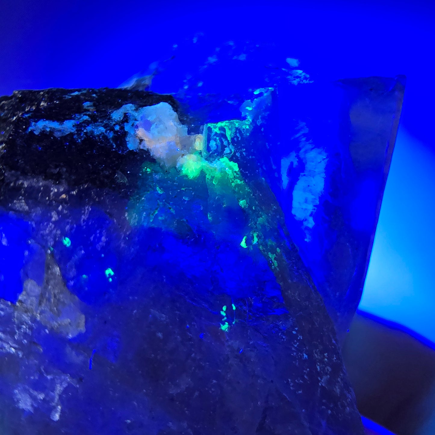 Phantom Fluorit, Rauchquarz, Hyalit, Schörl Turmalin Erongo, Namibia 58*41*26mm