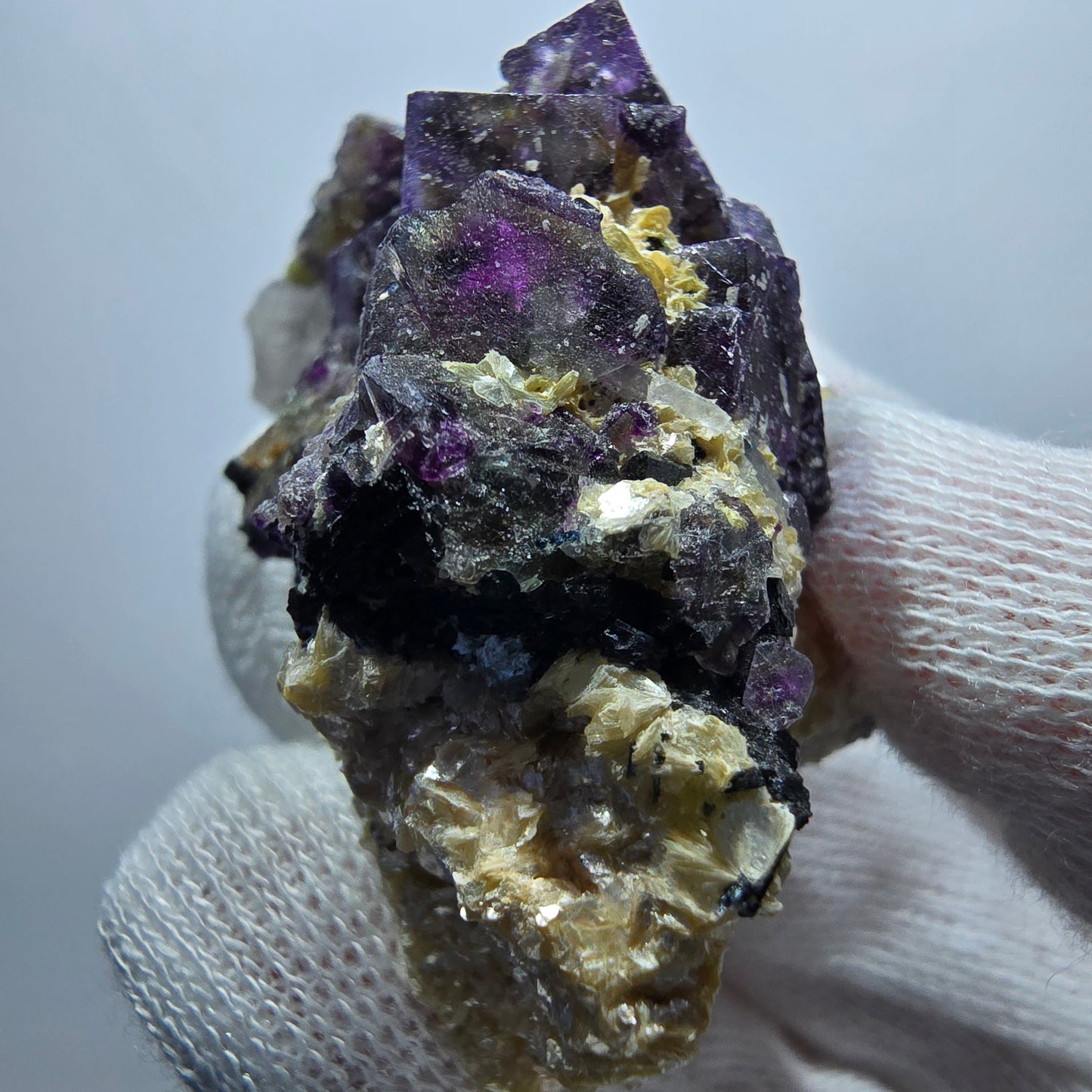 Colorful Phantom Fluorite Cubes Schorl Tourmaline Muscovite Erongo, Namibia 62*41*36mm