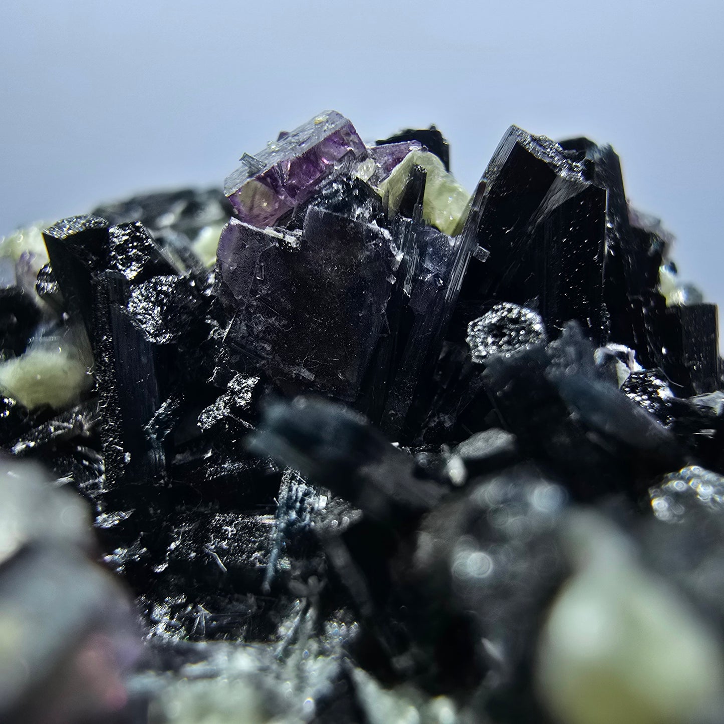 Colorful Phantom Fluorite Cubes Schorl Tourmaline Muscovite Erongo, Namibia 60*52*41mm