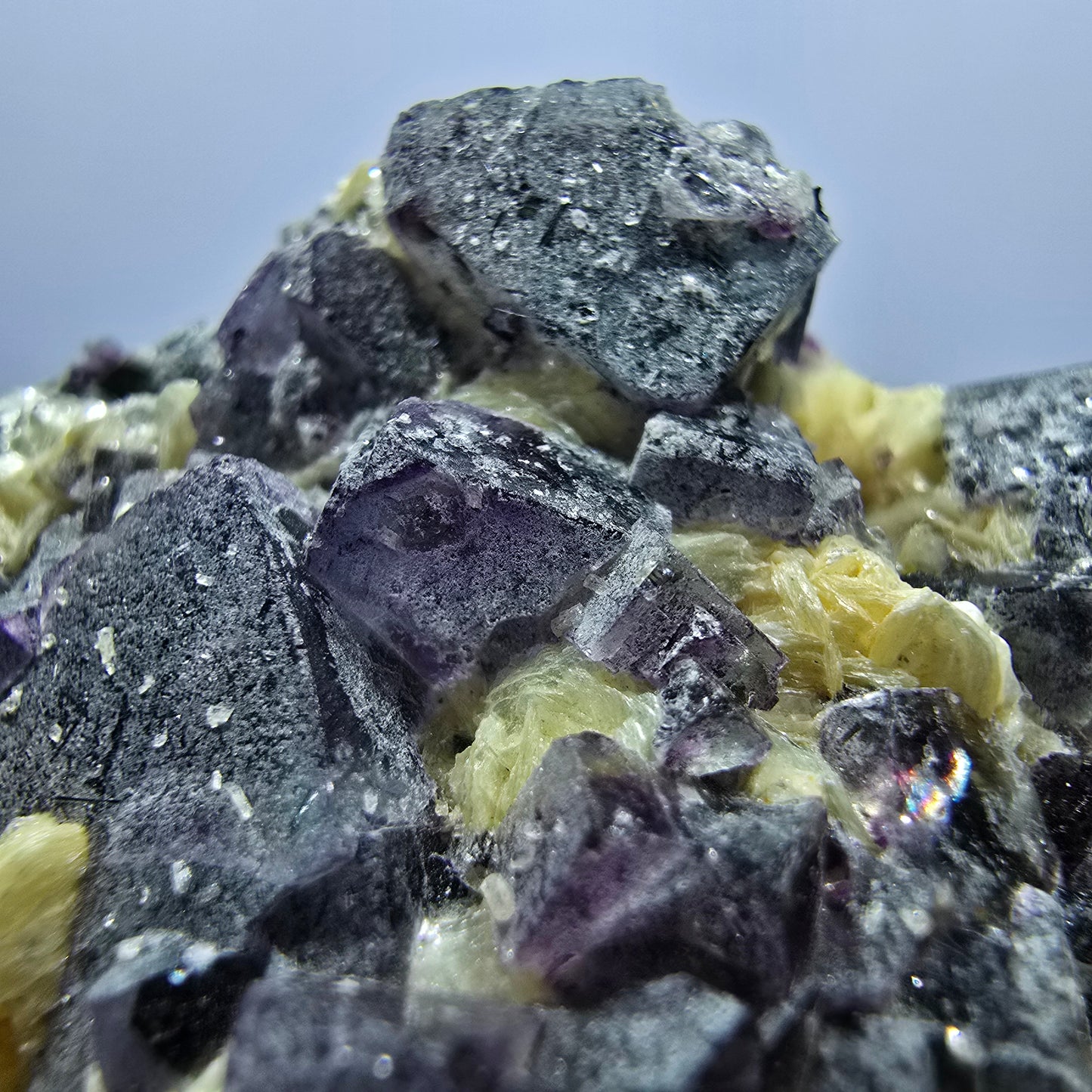 Colorful Phantom Fluorite Cubes Schorl Tourmaline Muscovite Erongo, Namibia 60*45*31mm