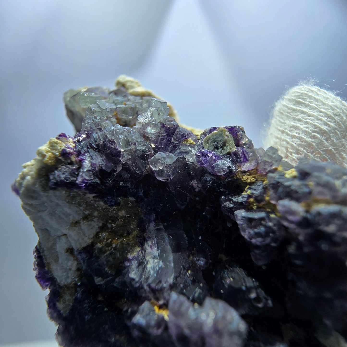 Cube de fluorite fantôme, hyalite, spécimen d'orthose, Erongo, Namibie, 63 x 40 x 28 mm