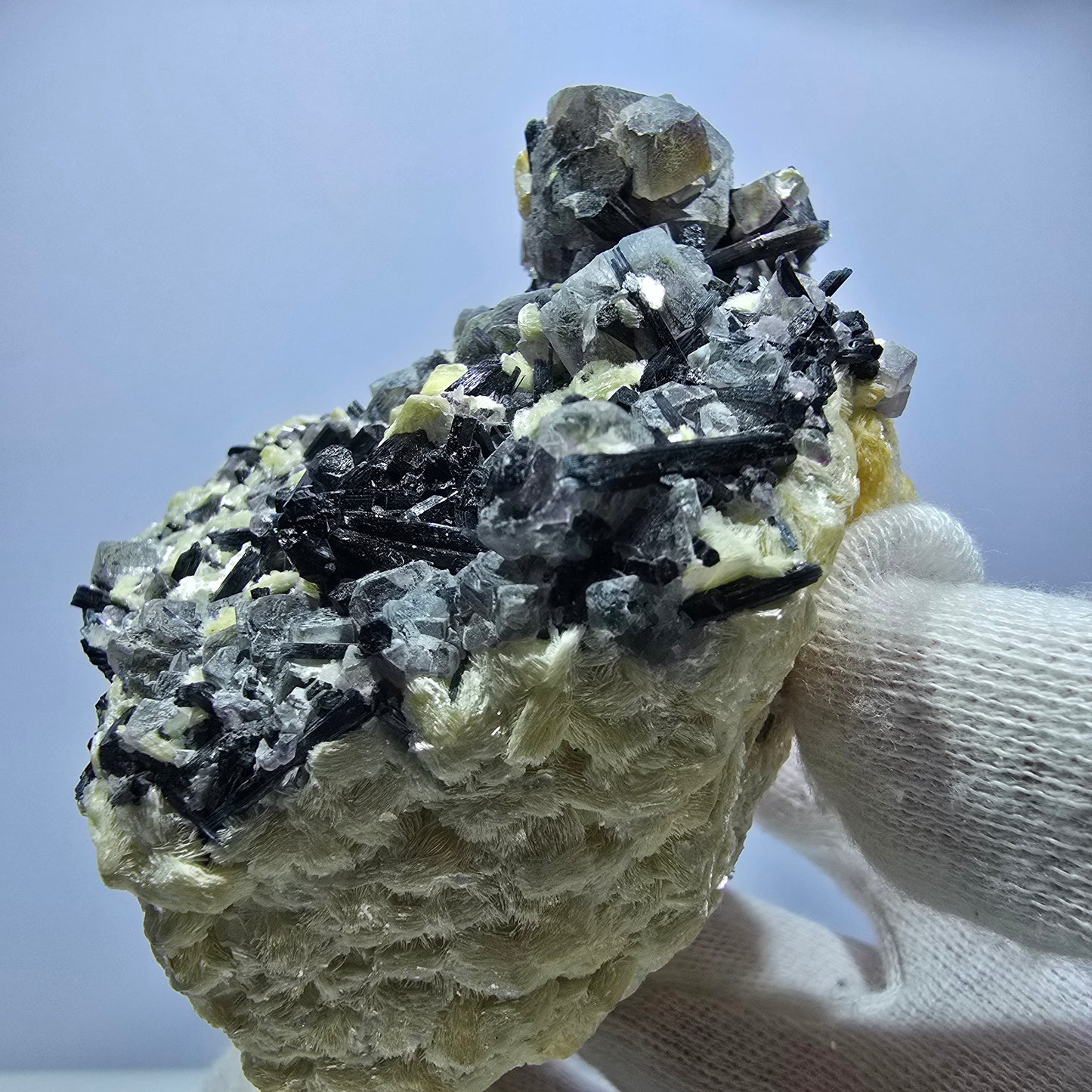 Colorful Phantom Fluorite Cubes Schorl Tourmaline Muscovite Erongo, Namibia 95*71*57mm