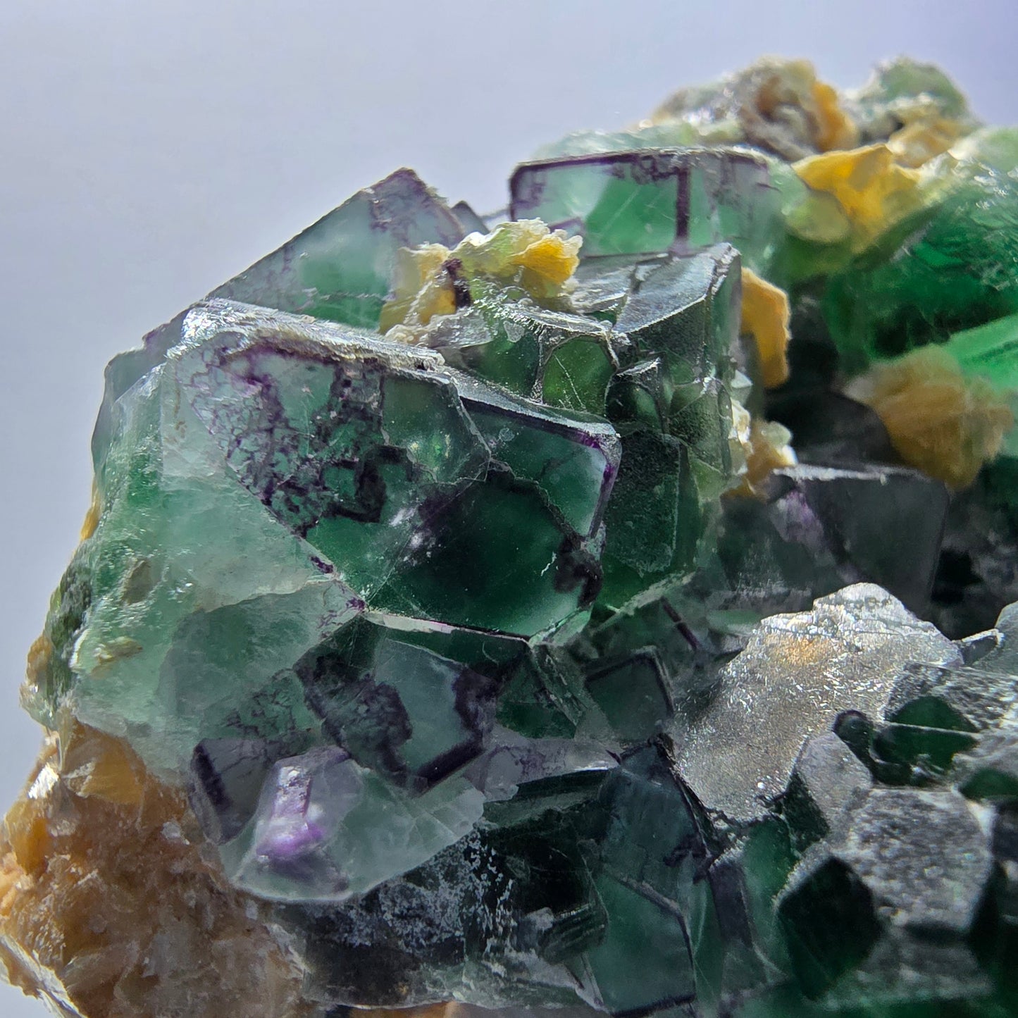 Phantom Fluorit zonal Schörl Rauchquarz Muskovit Hyalit Erongo, Namibia 69*56*40mm