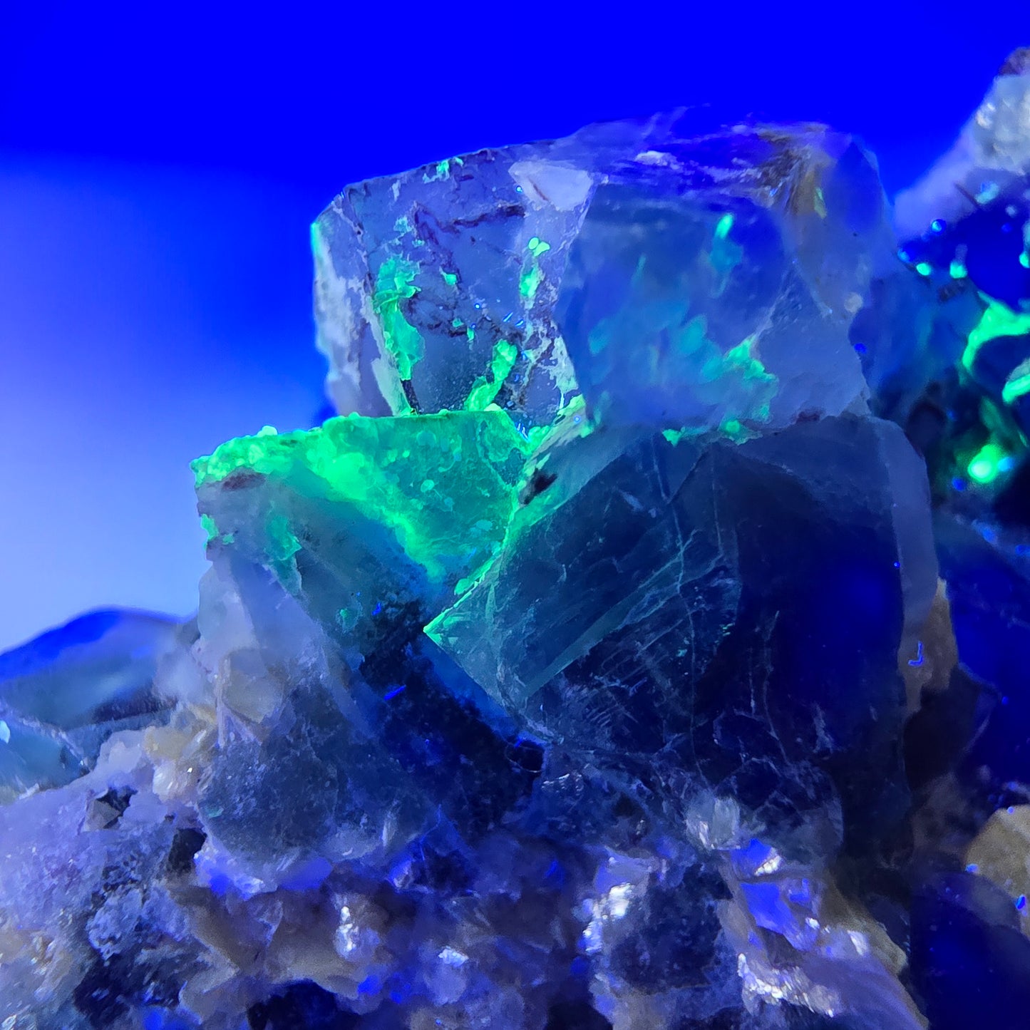 Phantom Fluorit zonal Schörl Rauchquarz Muskovit Hyalit Erongo, Namibia 69*56*40mm