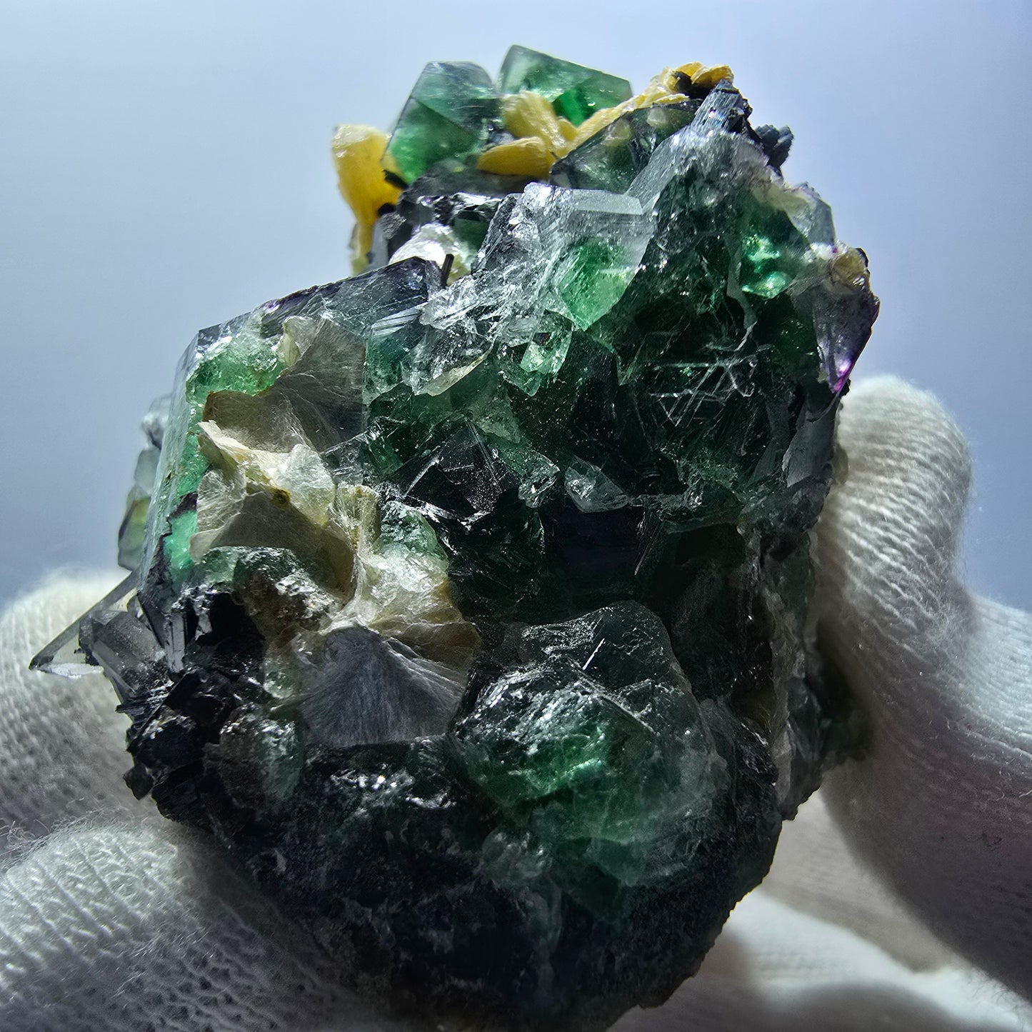 Phantom Fluorit zonal Schörl Rauchquarz Muskovit Erongo, Namibia 56*45*38mm
