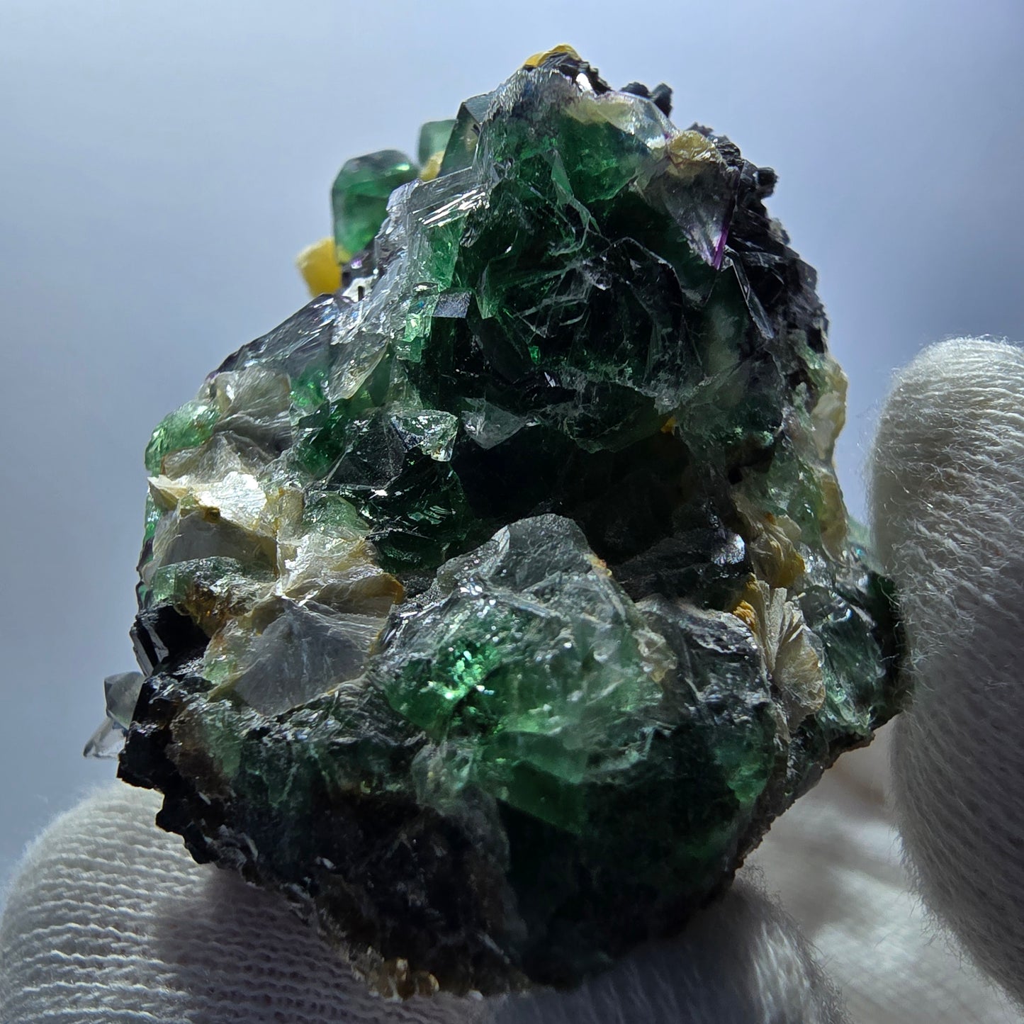 Phantom Fluorit zonal Schörl Rauchquarz Muskovit Erongo, Namibia 56*45*38mm