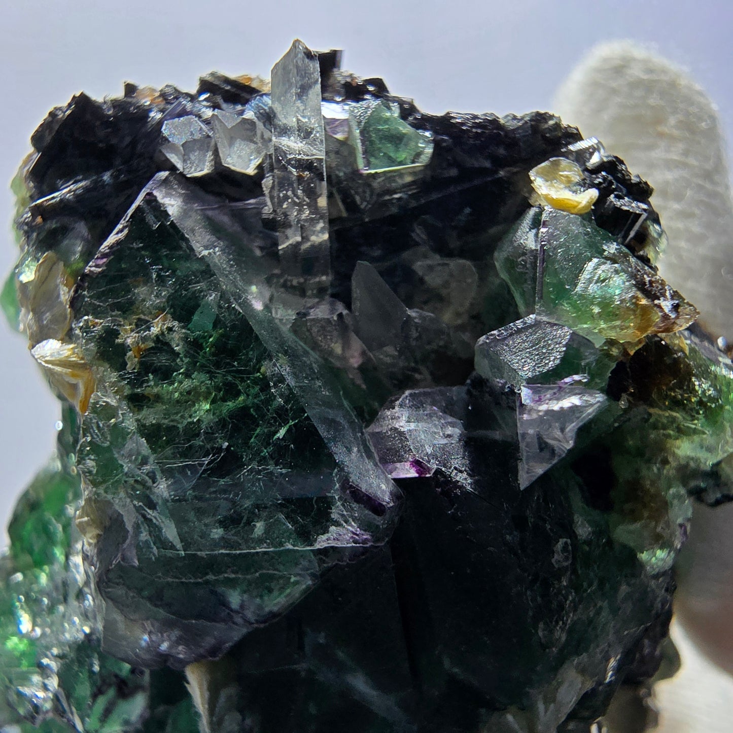Phantom Fluorit zonal Schörl Rauchquarz Muskovit Erongo, Namibia 56*45*38mm