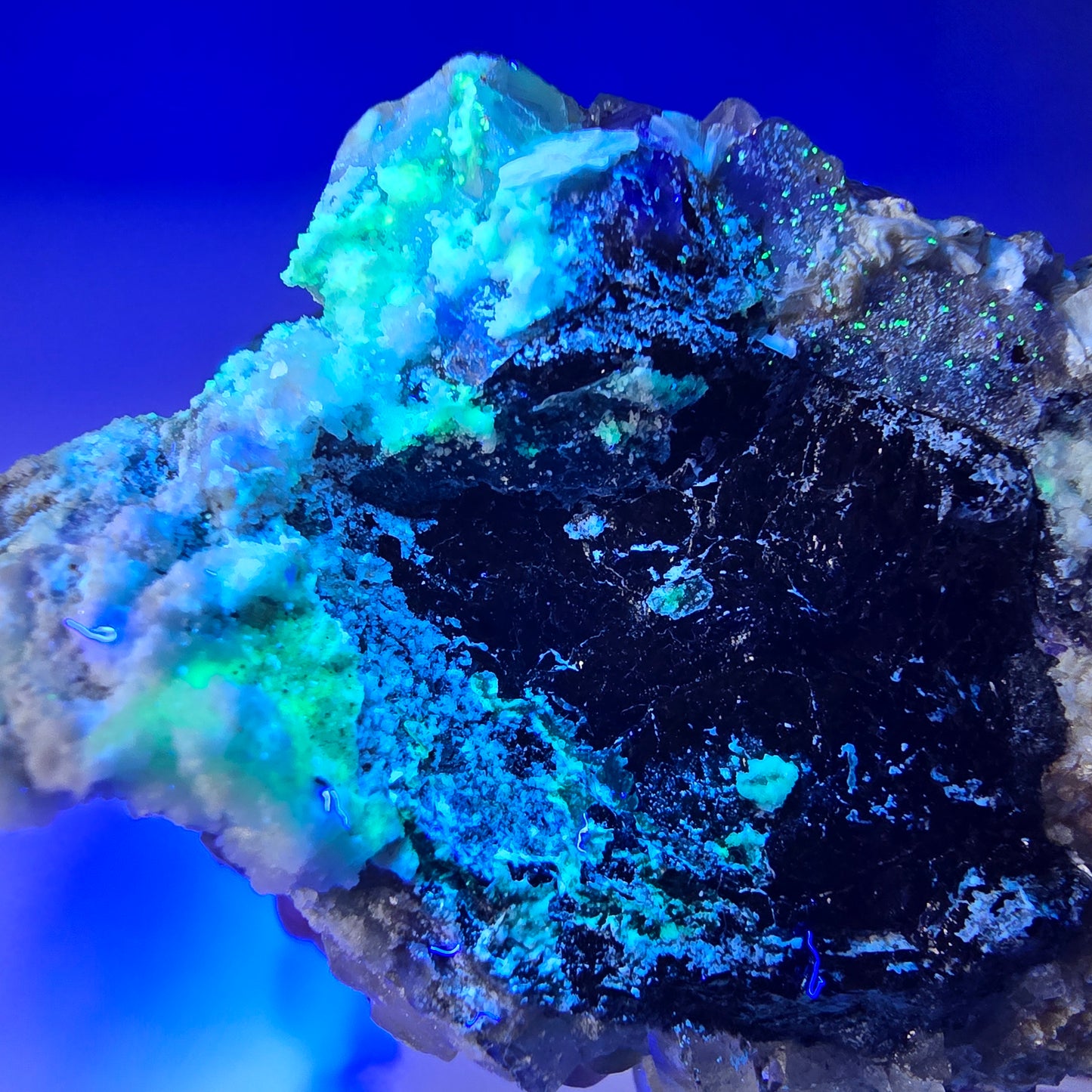 Phantom Fluorit Würfel, Rauchquarz, Schörl Turmalin, Hyalit Erongo, Namibia 66*49*37mm