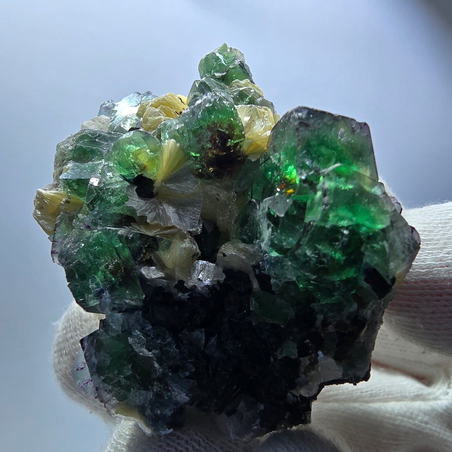 Phantom Fluorit, Rauchquarz, Muskovit, Schörl Turmalin Erongo Namibia 53*49*30mm