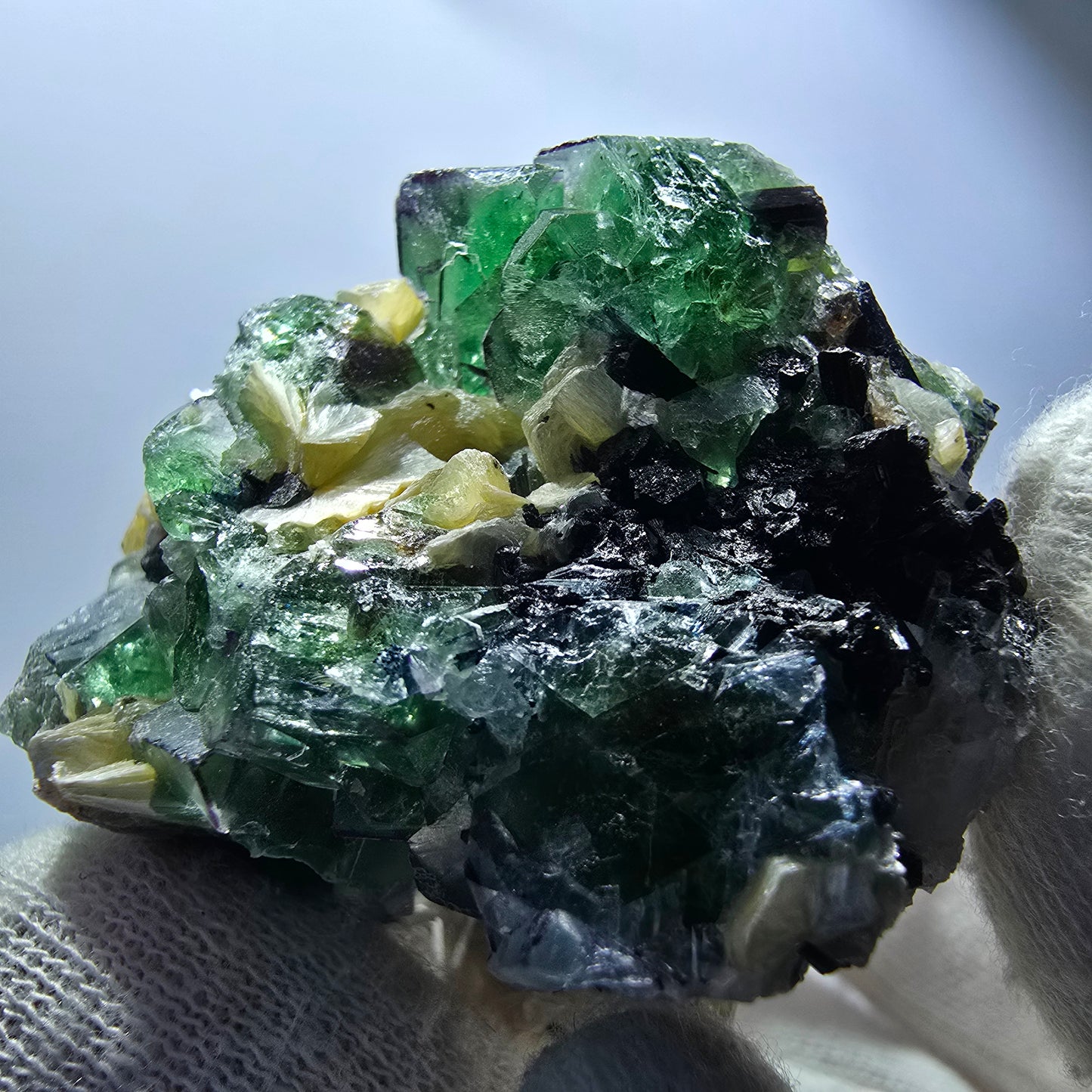 Phantom Fluorit, Rauchquarz, Muskovit, Schörl Turmalin Erongo Namibia 53*49*30mm