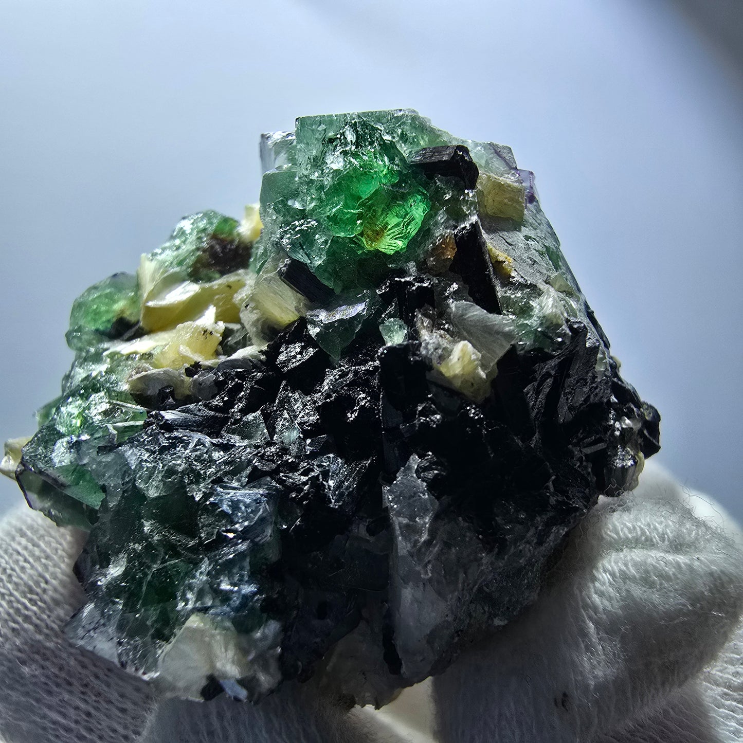 Phantom Fluorit, Rauchquarz, Muskovit, Schörl Turmalin Erongo Namibia 53*49*30mm