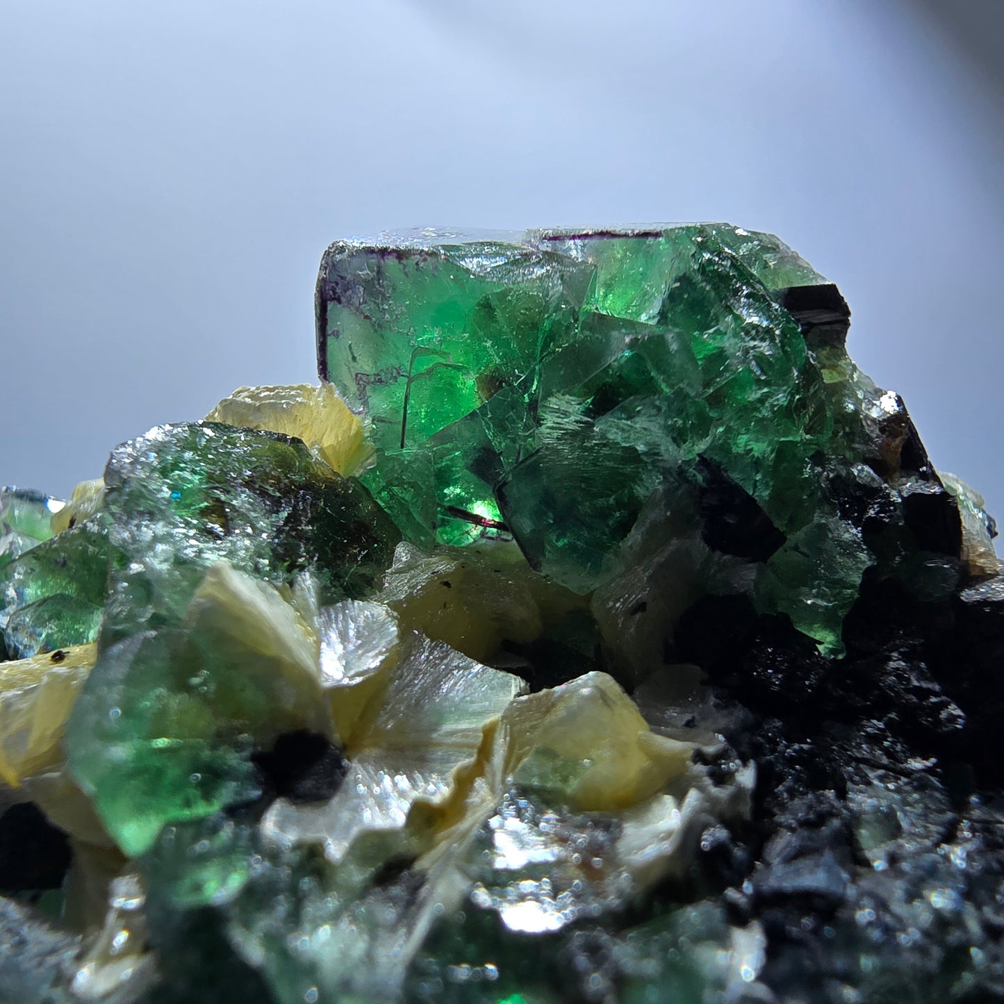 Phantom Fluorit, Rauchquarz, Muskovit, Schörl Turmalin Erongo Namibia 53*49*30mm