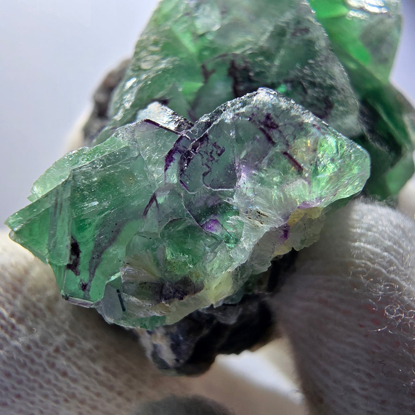 Fluorite fantôme, muscovite, hyalite, tourmaline Schörl, Erongo, Namibie, 49 x 38 x 30 mm