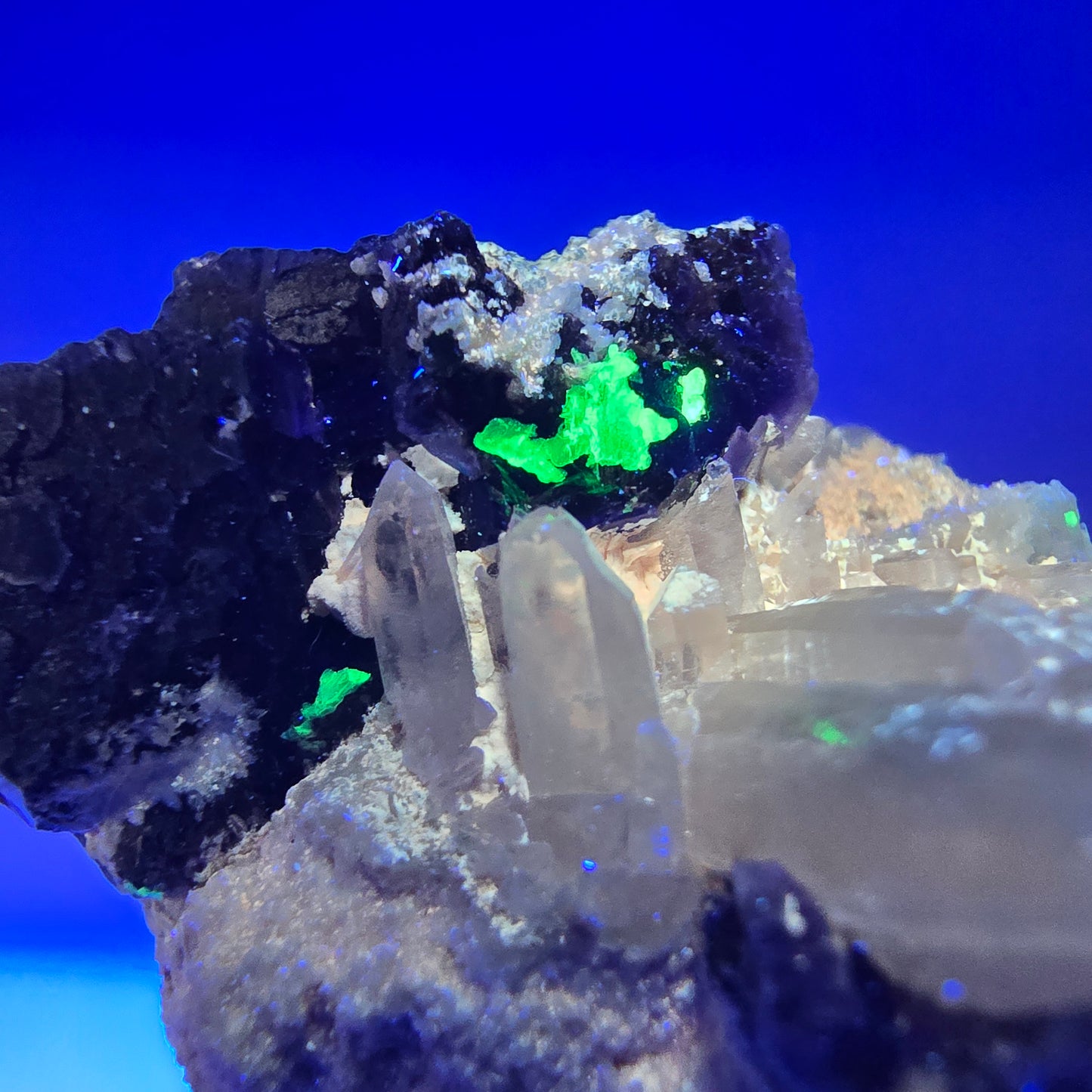 Phantom Fluorit Würfel rot lila, Rauchquarz, Hyalit, Orthoklas Erongo, Namibia 53*47*37mm