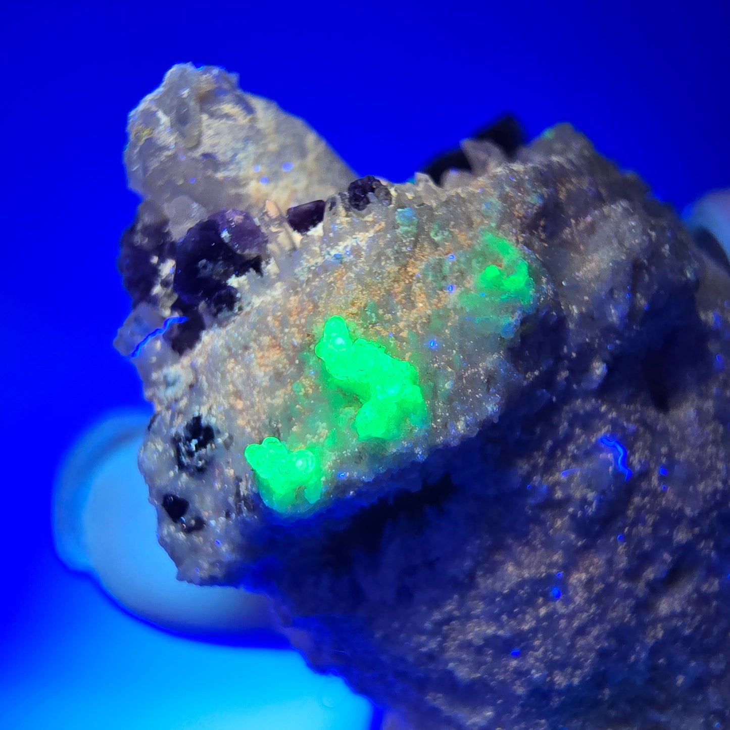 Phantom Fluorit Würfel rot lila, Rauchquarz, Hyalit, Orthoklas Erongo, Namibia 53*47*37mm