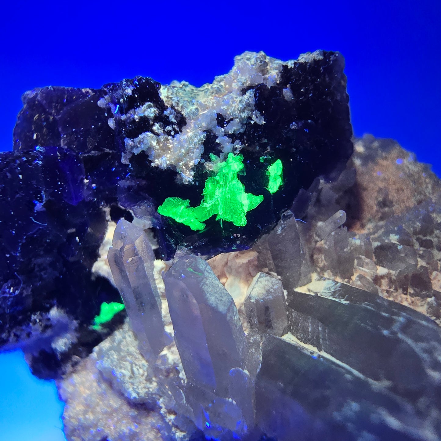 Phantom Fluorit Würfel rot lila, Rauchquarz, Hyalit, Orthoklas Erongo, Namibia 53*47*37mm
