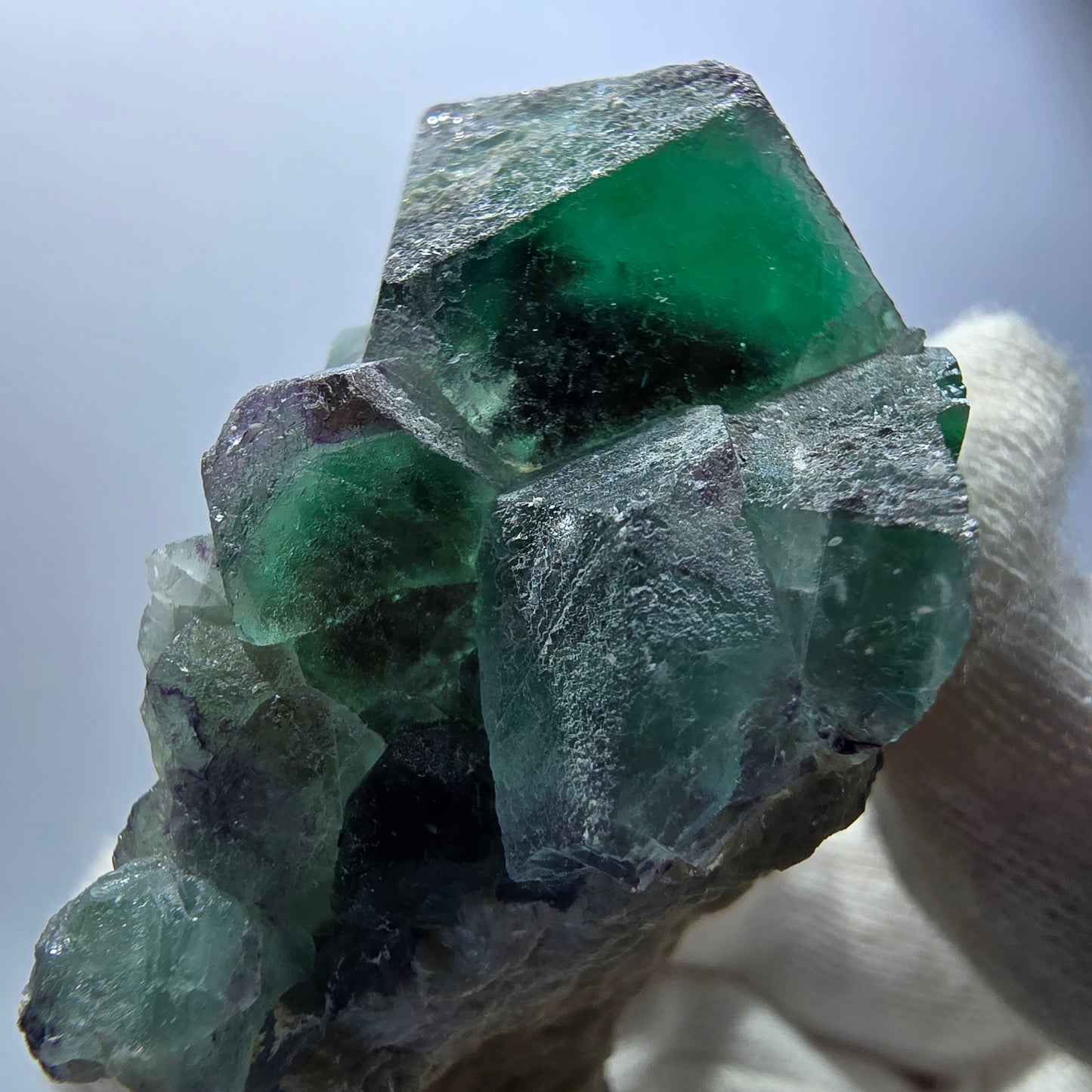 Phantom Fluorit Würfel hexagonal, zonal Muskovit Stufe Erongo Namibia 54*42*36mm