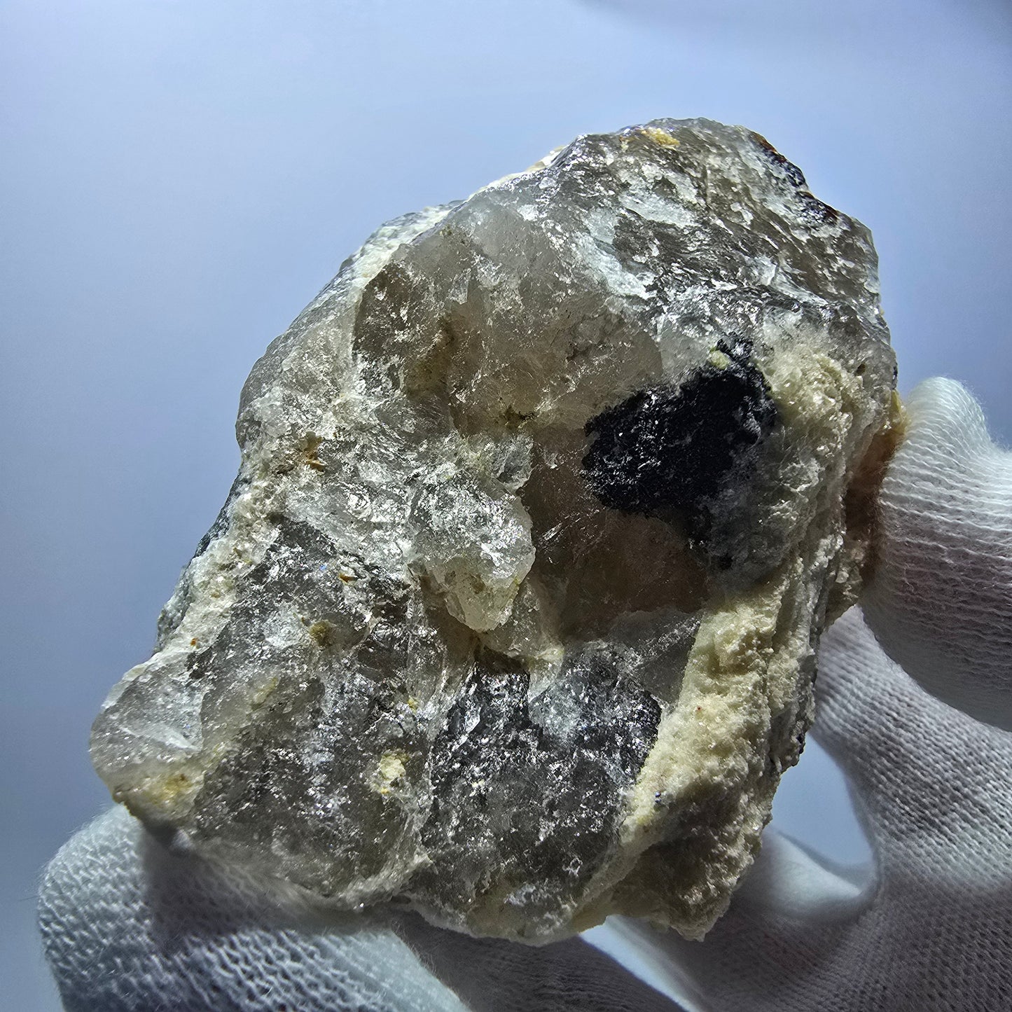 Phantom Fluorit zonal Rauchquarz Hyalit Muskovit Stufe Erongo Namibia 92*72*60mm