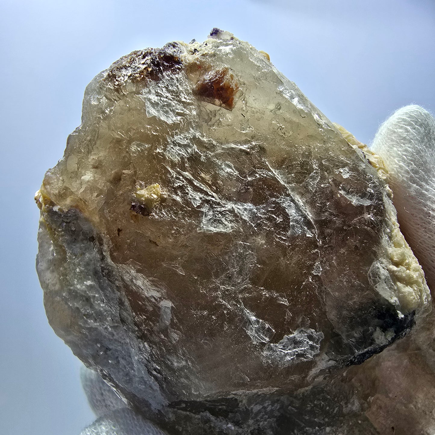 Phantom Fluorit zonal Rauchquarz Hyalit Muskovit Stufe Erongo Namibia 92*72*60mm