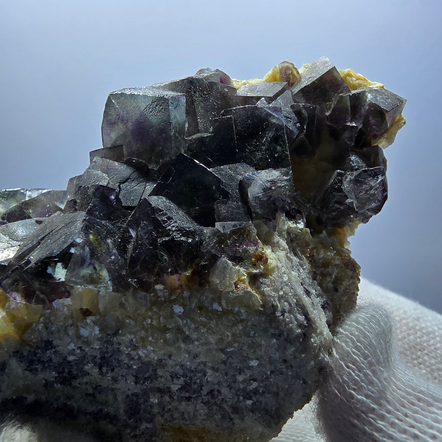 Bunte Phantom Fluorit Würfel Schörl Turmalin Muskovit Erongo, Namibia 72*58*48mm