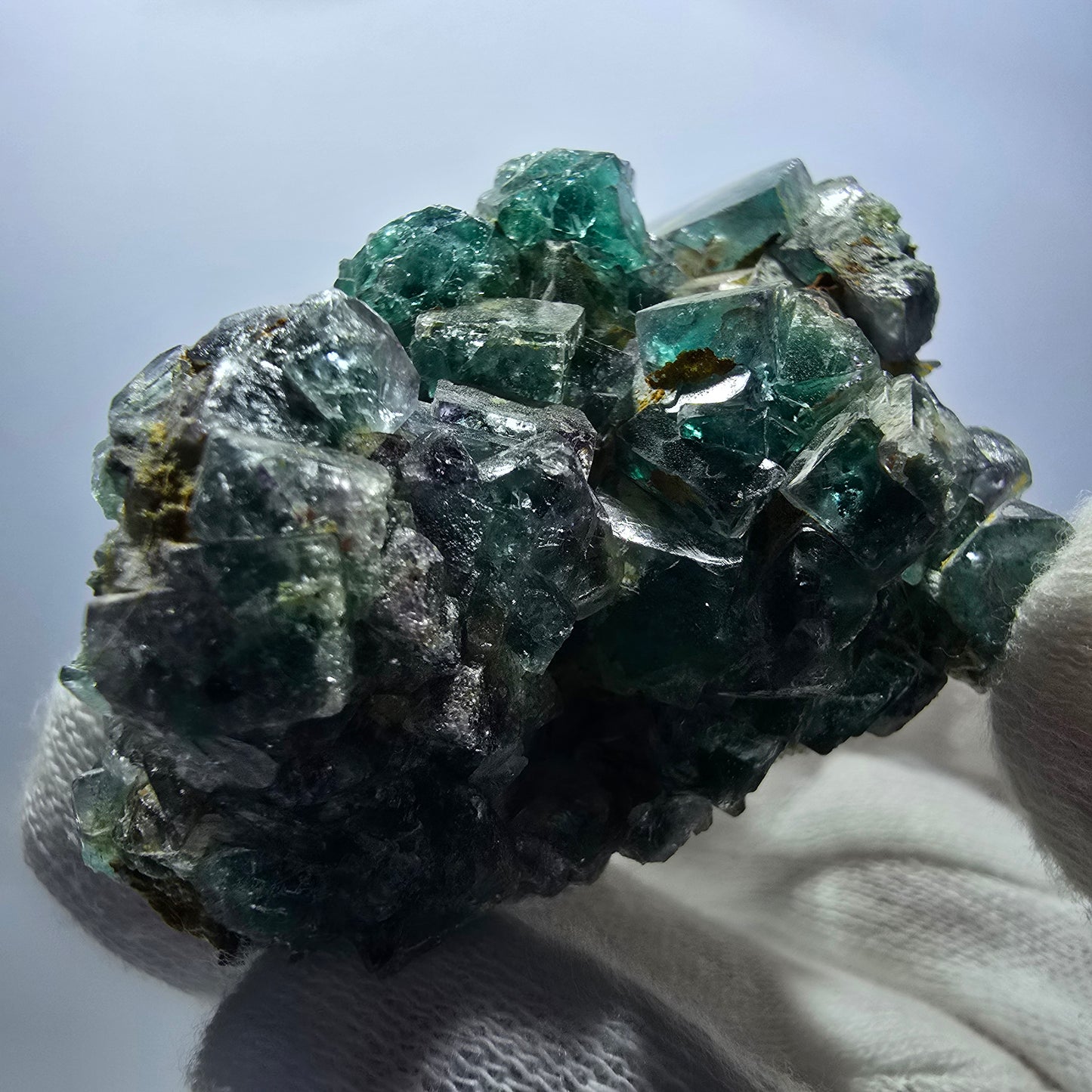 Cube de fluorite fantôme zonal, spécimen de tourmaline Schorl, Erongo, Namibie, 66 x 49 x 33 mm