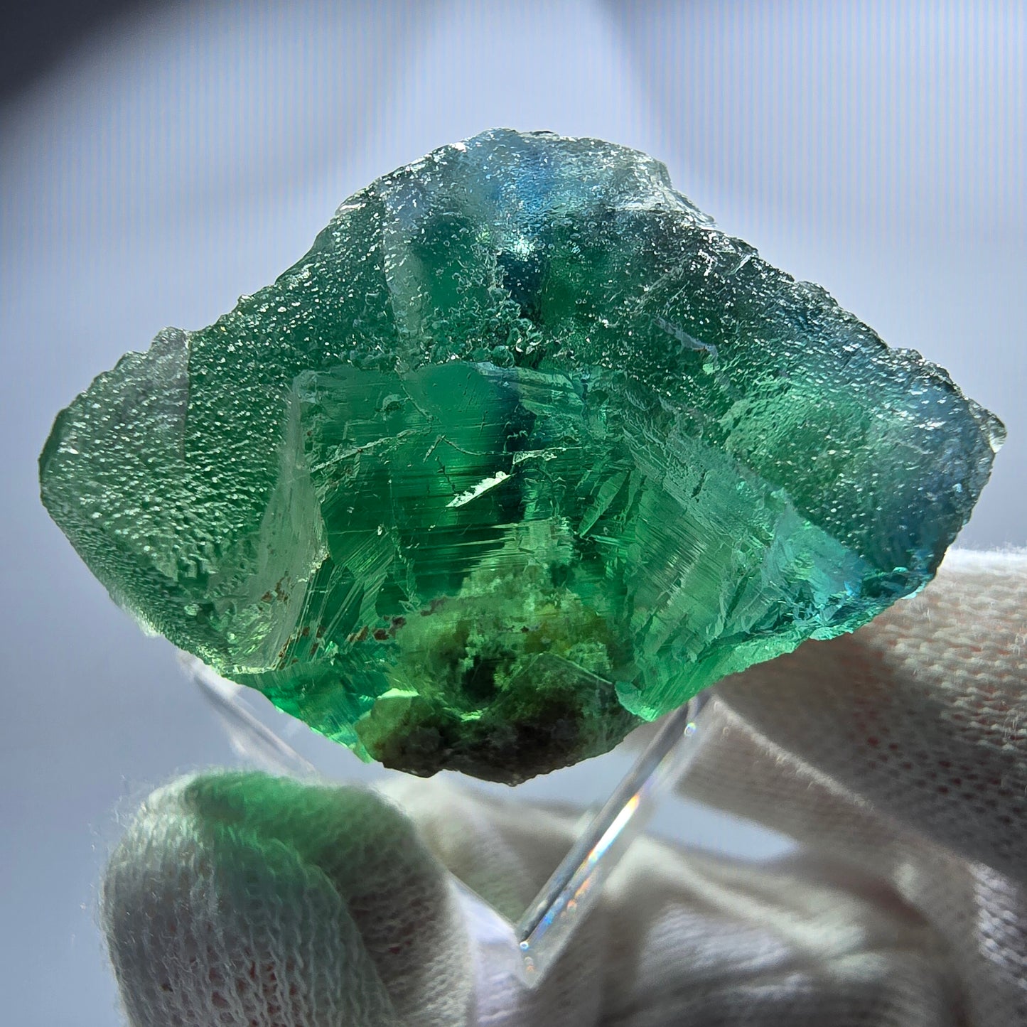 Rare cube de fluorite fantôme, vert turquoise, Okorusu, Namibie, 42 x 31 x 26 mm