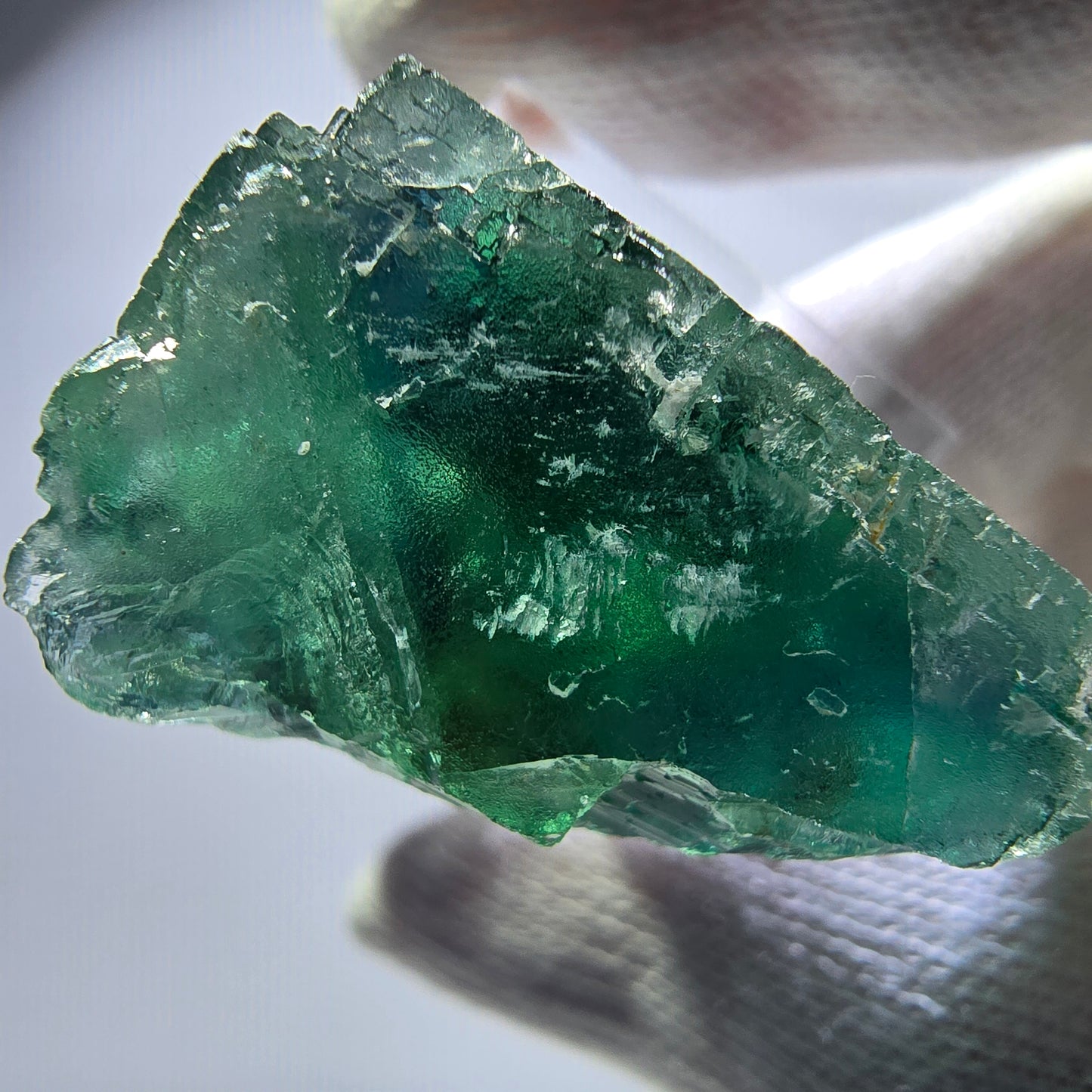 Cube de fluorite fantôme, vert turquoise parqueté, Okorusu, Namibie, 32 x 30 x 20 mm