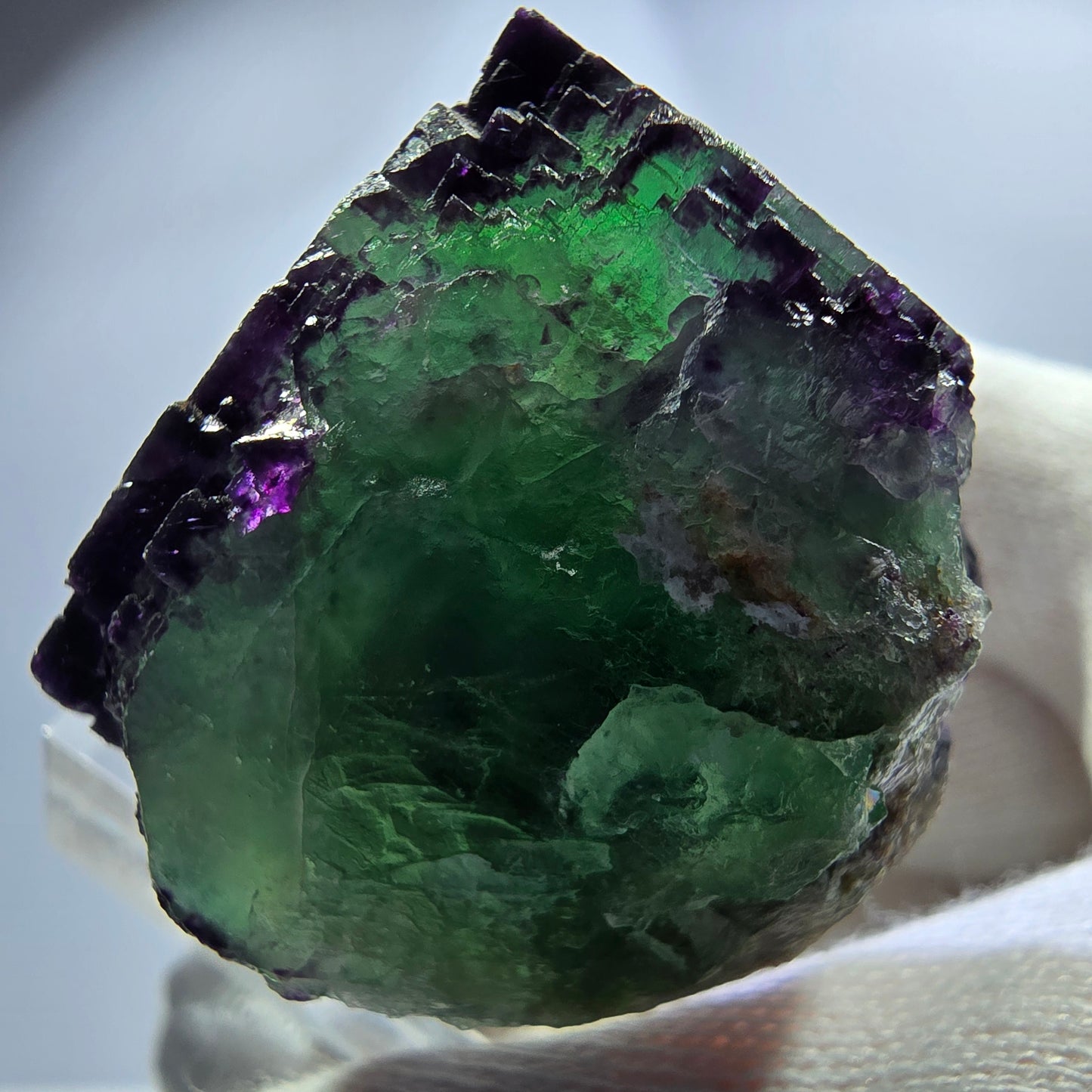 Seltener Phantom Fluorit Würfel, zonal grün lila Okorusu, Namibia 40*35*29mm