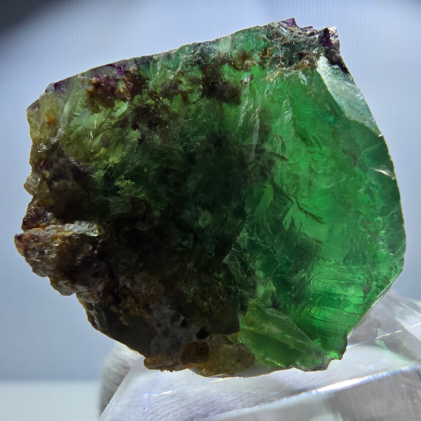 Rare cube de fluorite fantôme, vert violet zonal Okorusu, Namibie 38*35*30mm