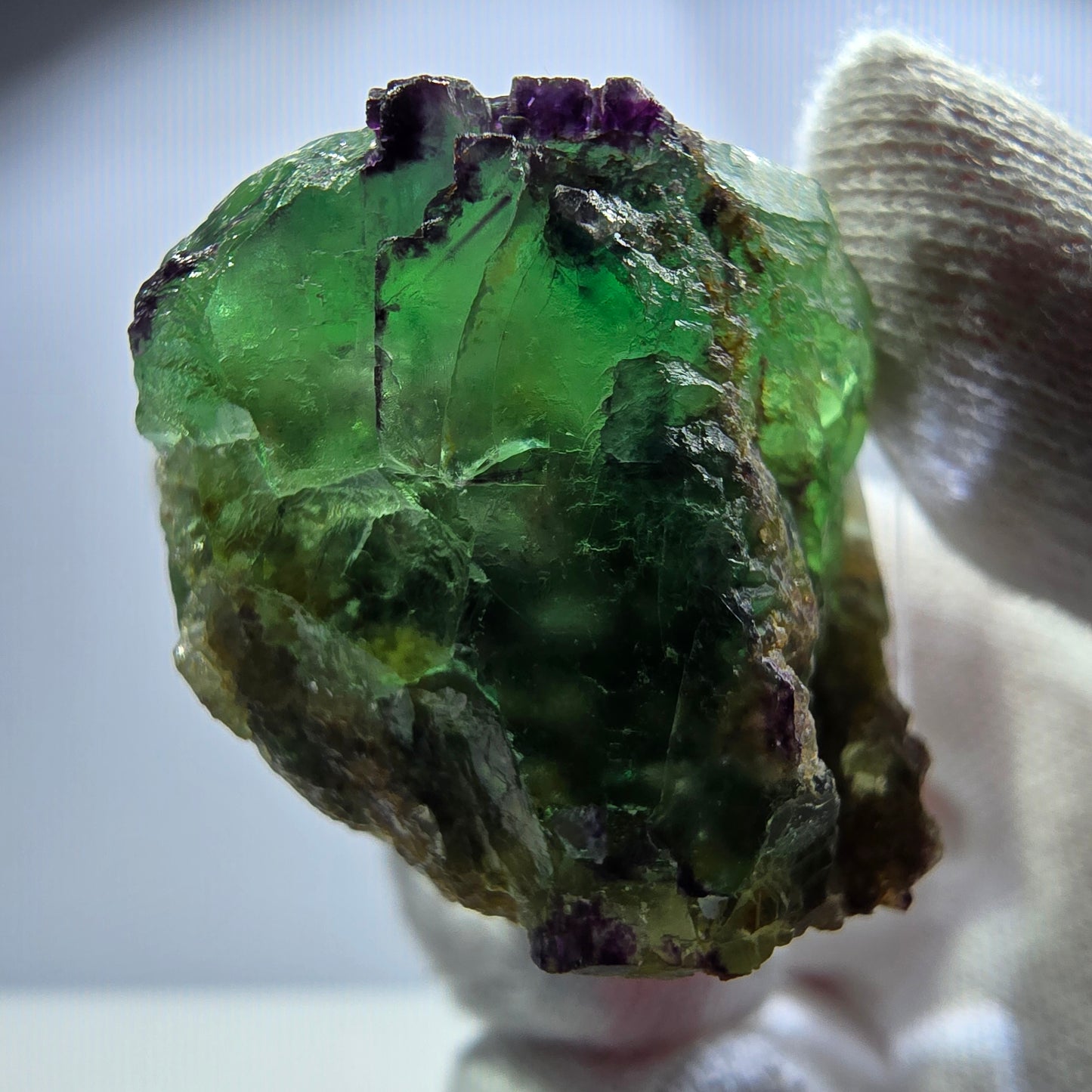 Rare cube de fluorite fantôme, vert violet zonal Okorusu, Namibie 38*35*30mm
