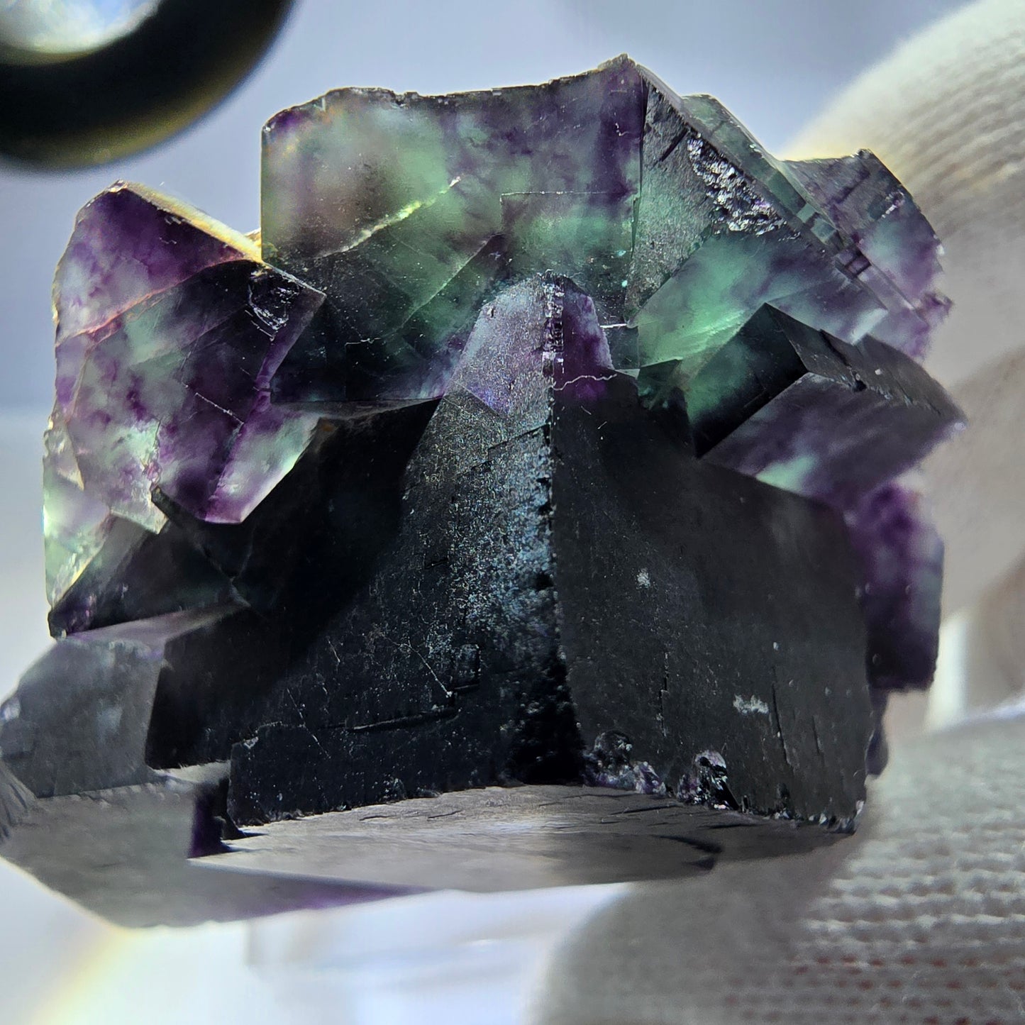 Seltene Phantom Fluorit Würfel Stufe zonal grün lila Okorusu, Namibia 51*46*28mm