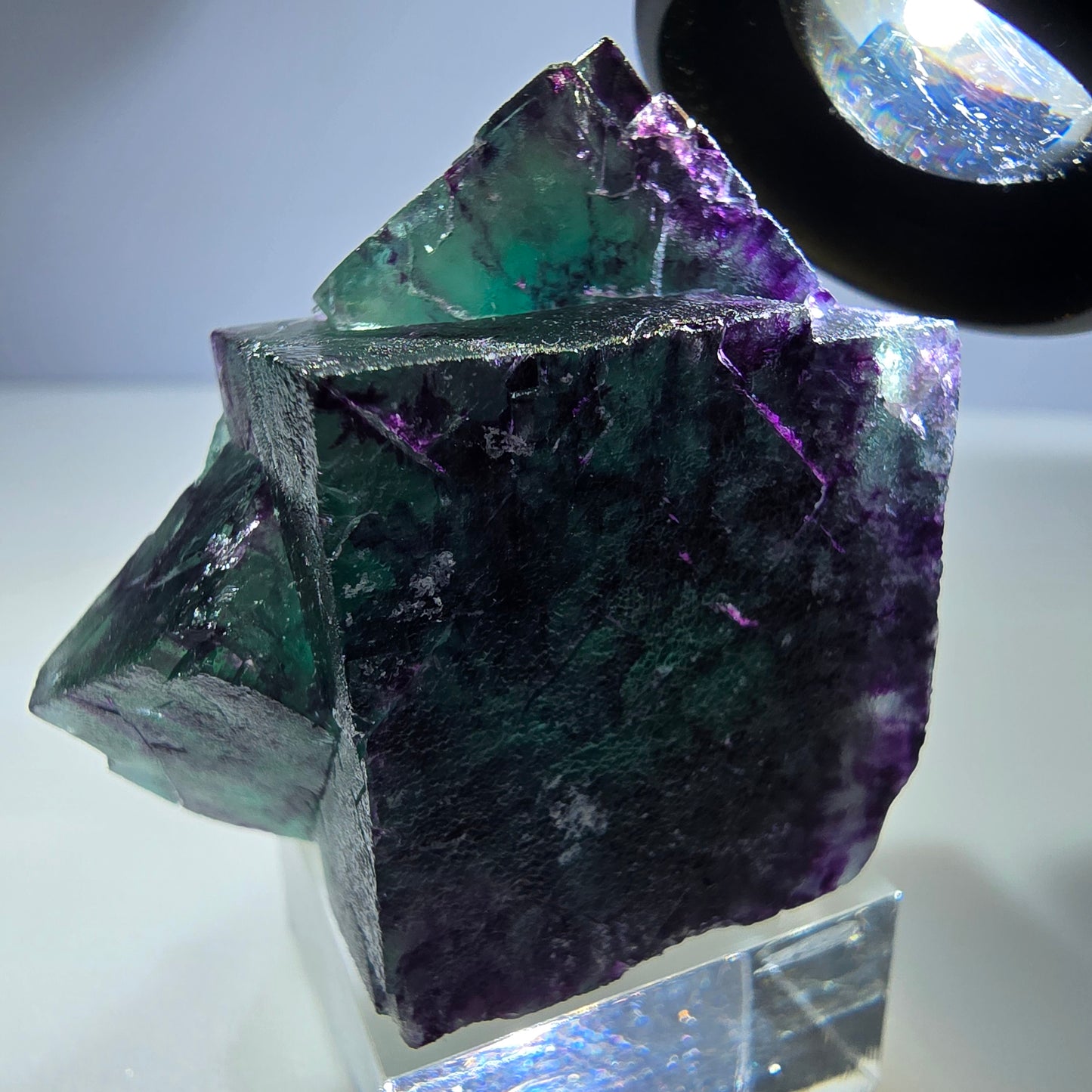 Seltene Phantom Fluorit Würfel Stufe zonal grün lila Okorusu, Namibia 50*43*31mm