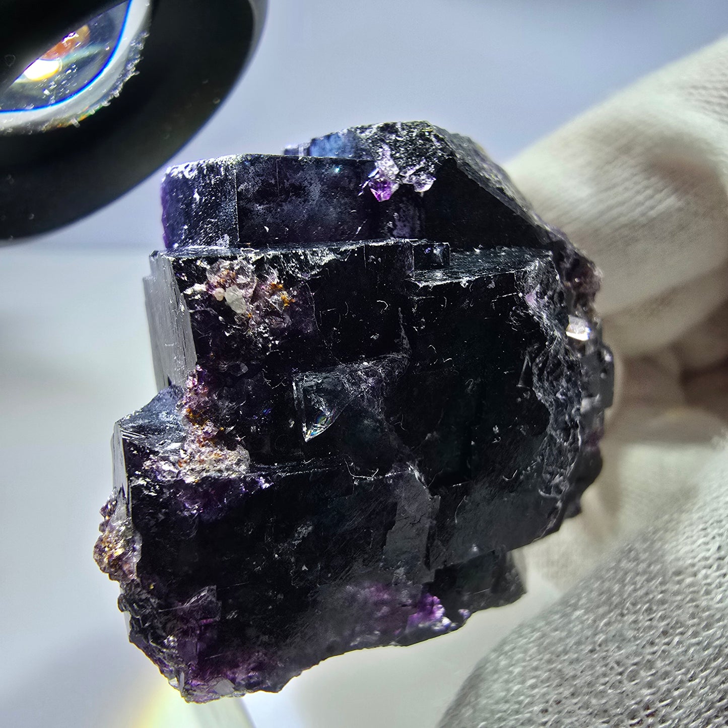 Phantom Fluorit Würfel Stufe parkettiert zonal Okorusu, Namibia 51*46*27mm