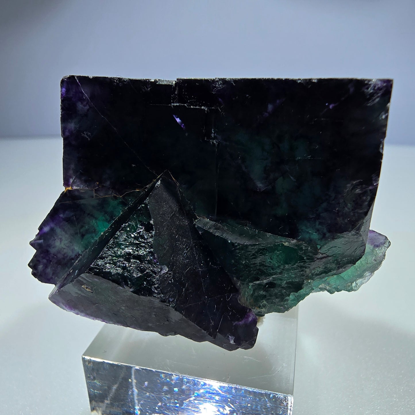 Seltene Phantom Fluorit Würfel Stufe zonal grün lila Okorusu, Namibia 54*48*44mm